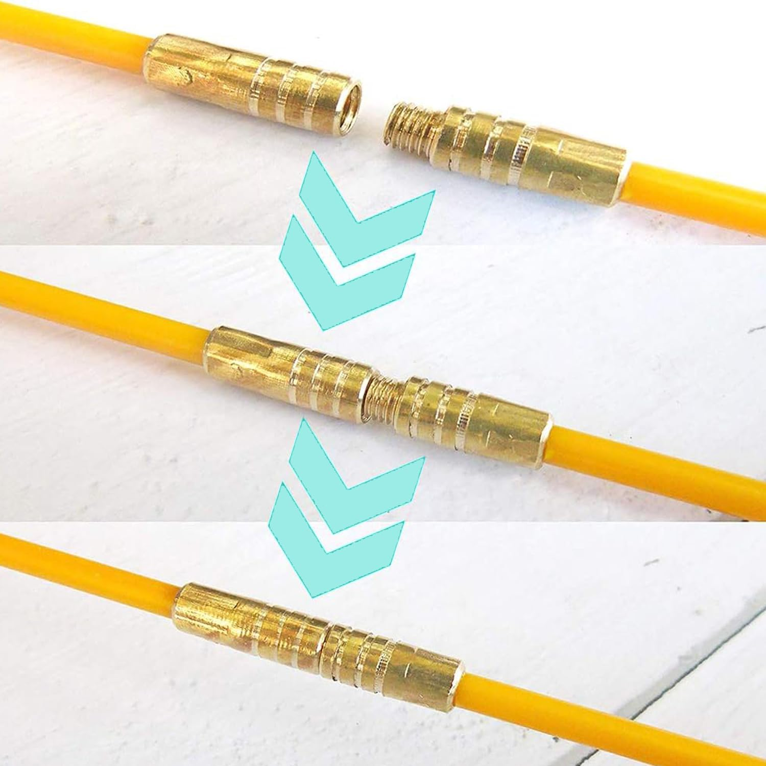 BEANPRECOY 12 Pcs 4Mm Fiberglass Running Electrical Wire Cable Pulling Fish Tape Kit, Wire Fishing Tools Fish Tape Wire Puller through Wall Cable Snake Fish Rods Kit, with Brass Connectors