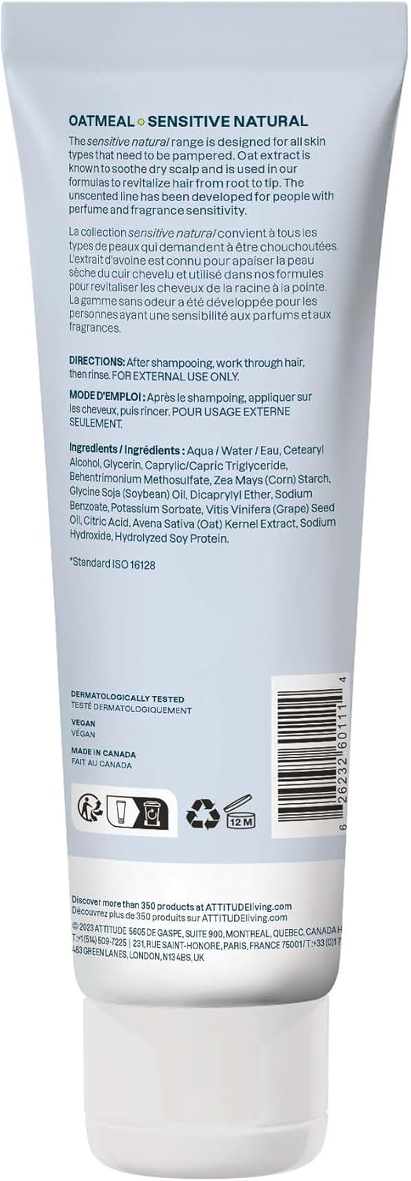 (Fragrance-Free, 8.1 Fluid Ounce) - ATTITUDE Sensitive Skin, Hypoallergenic Conditioner, Fragrance-Free, 8.1 Fluid Ounce image number 5