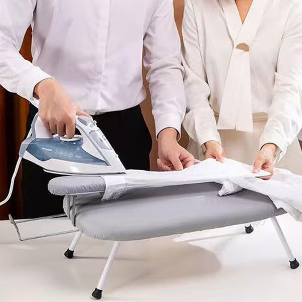Hbluefat Metal Tabletop Ironing Broad, Mini Folding Ironing Broad with Iron Rest and Detachable Sleeve Holder, Portable Small Ironing Broad for Home, Laundry Room, Apartment, Dorms (Grey) image number 6