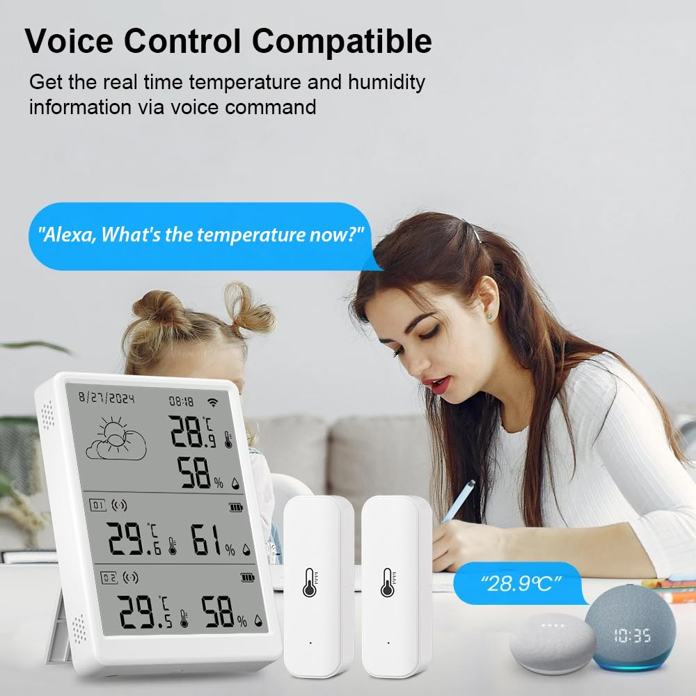 Wifi Smart Temperature and Humidity Monitor, Real-Time Sensor with APP Control, Home, Greenhouse and Garage for House image number 5