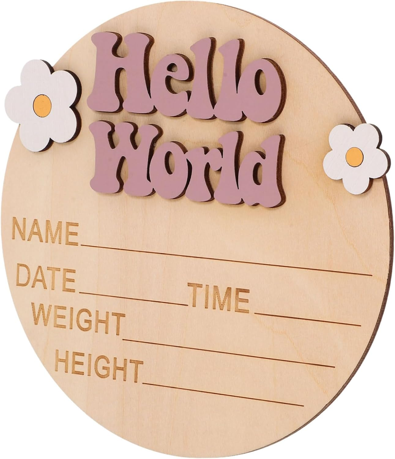 HANABASS Rustic Wood Baby Announcement Sign Flower Decor Newborn Birth Announcement Photo Prop for Nursery Baby Name Sign Card and Welcome