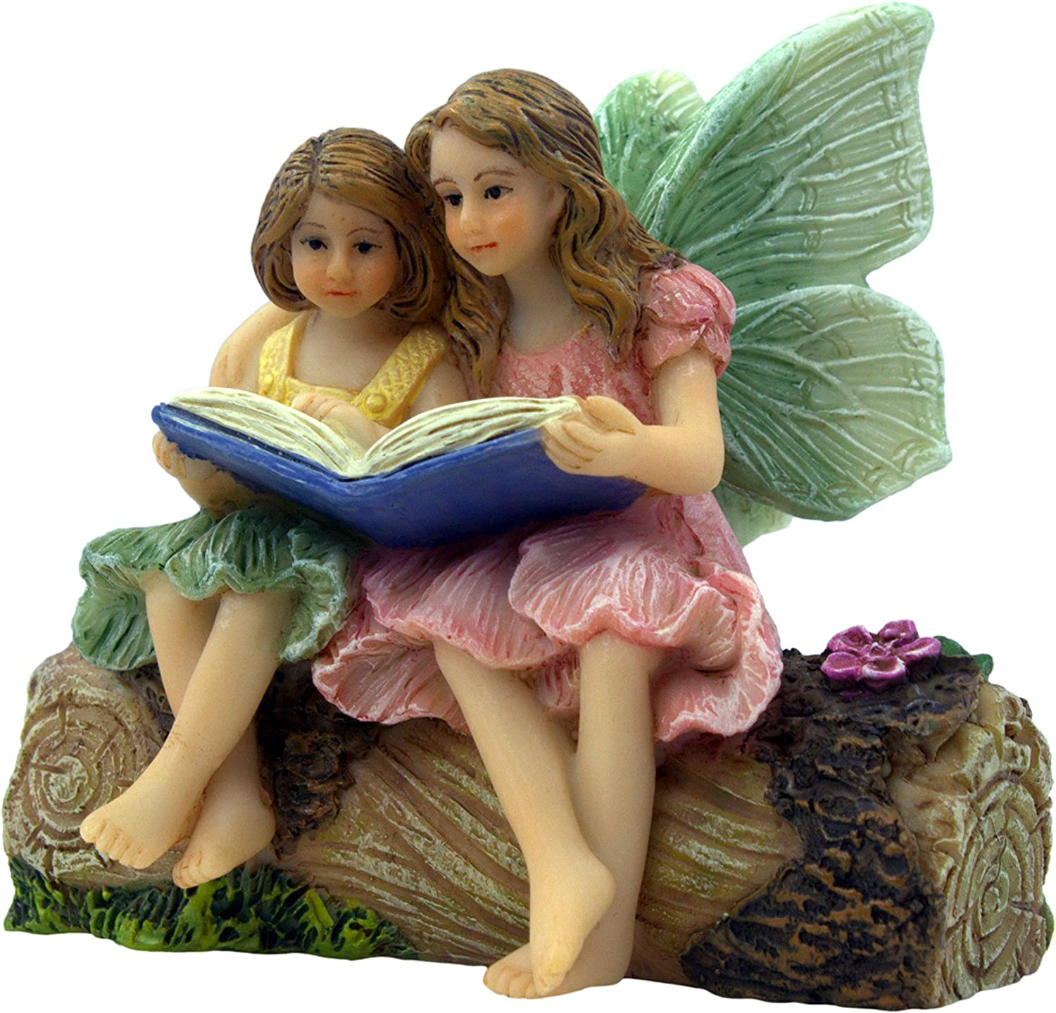 PRETMANNS Fairies for Fairy Garden - Accessories for an Outdoor or Indoor Miniature Garden &ndash; Adorable Hand-Painted Resin Figurines &ndash; 2 Sitting Sisters 1 Piece