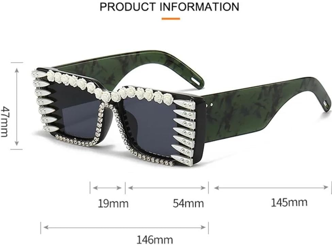 Diamond Retro Square Sunglasses Women Men Party Eyeglasses Vintage Hip Hop Punk Sun Glasses UV400 - 1 image number 5