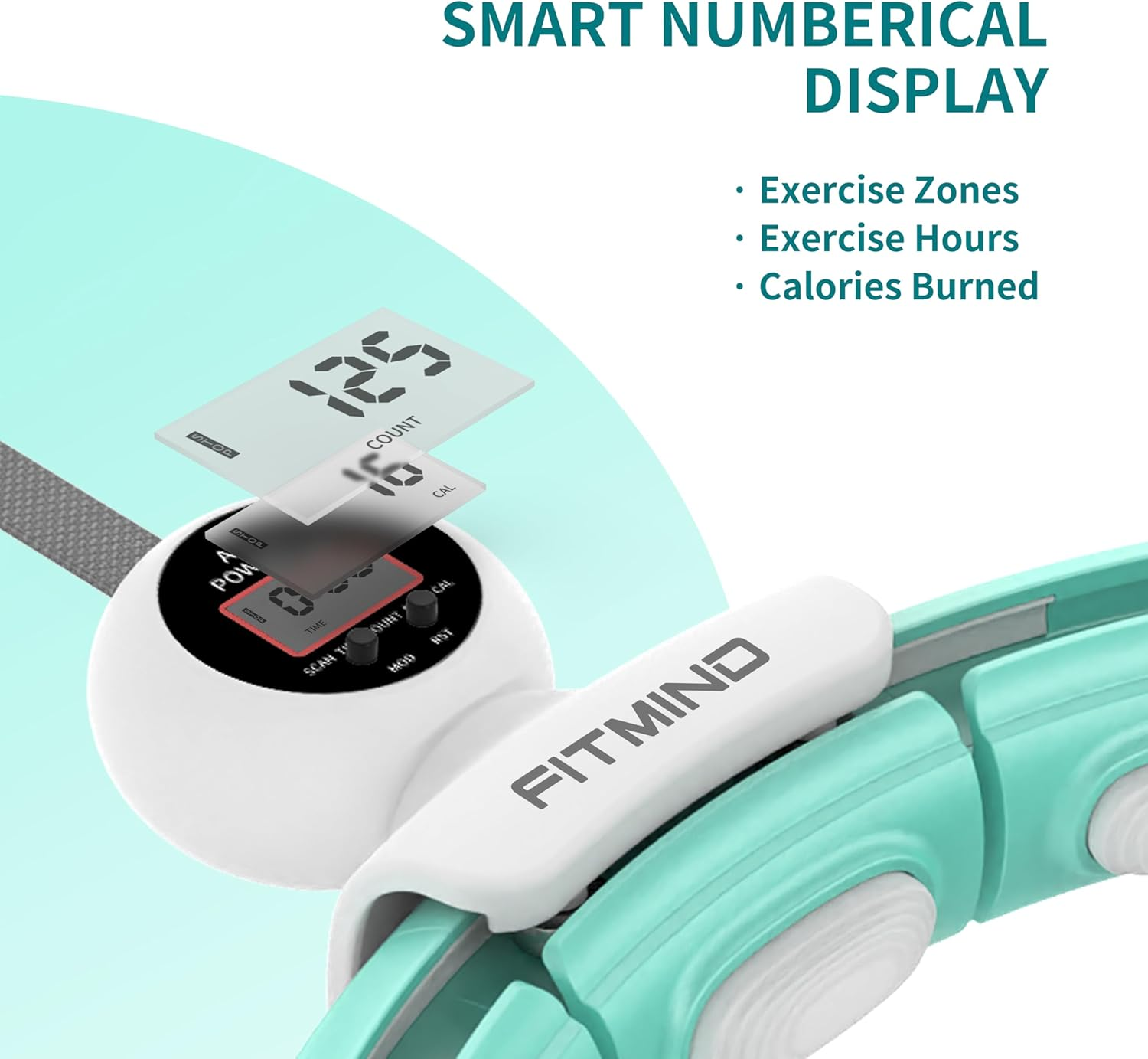 FITMIND Weighted Hula Hoop Smart Hula Hoop Intelligent Record Data Weight Loss Non-Fall Fitness Hoops 16 Sections Detachable Hula Circle with Massage Adjustable Weighted Ball