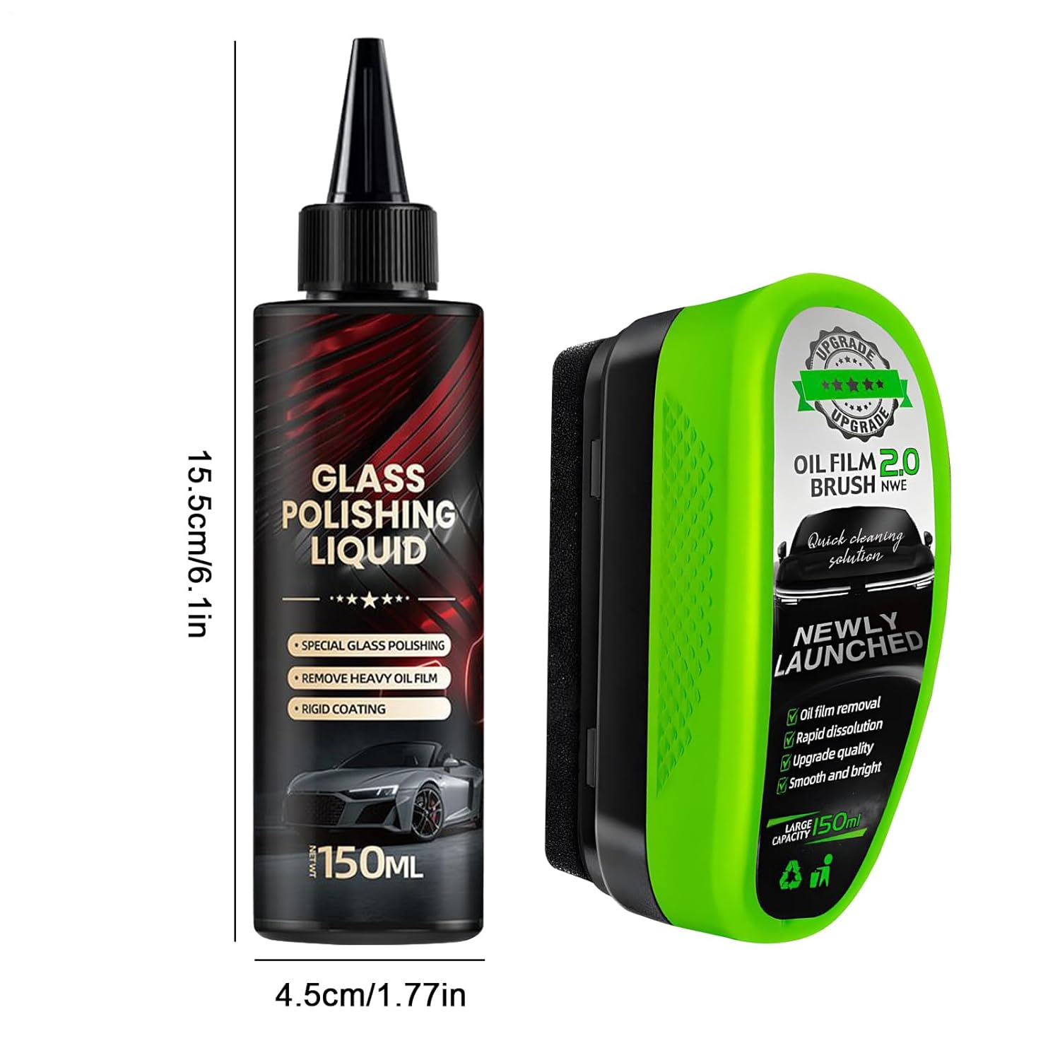 Oil Film Cleaner Agent - Automotive Glass Detailing Cleaner with Brush | Oil Film Stain Removal Long-Lasting Vehicle Maintenance Solution for Rain Marks Bird Droppings Stickers image number 4