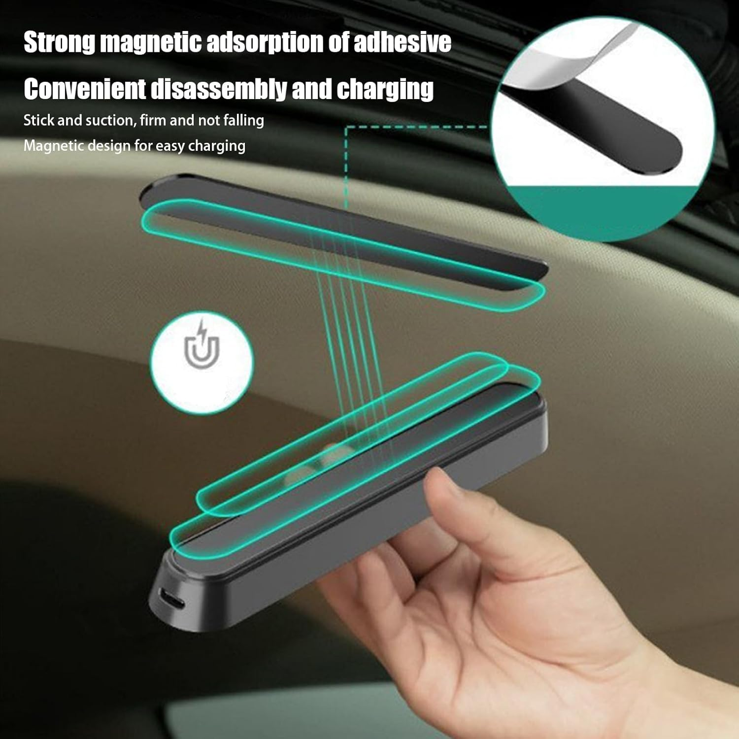 2Packs Car Boot Light with Motion Sensor, USB-C Rechargeable Magnetic LED Dome Light for Car Interior & Home. Auto On/Off, Super Bright, Easy 3M Install image number 6