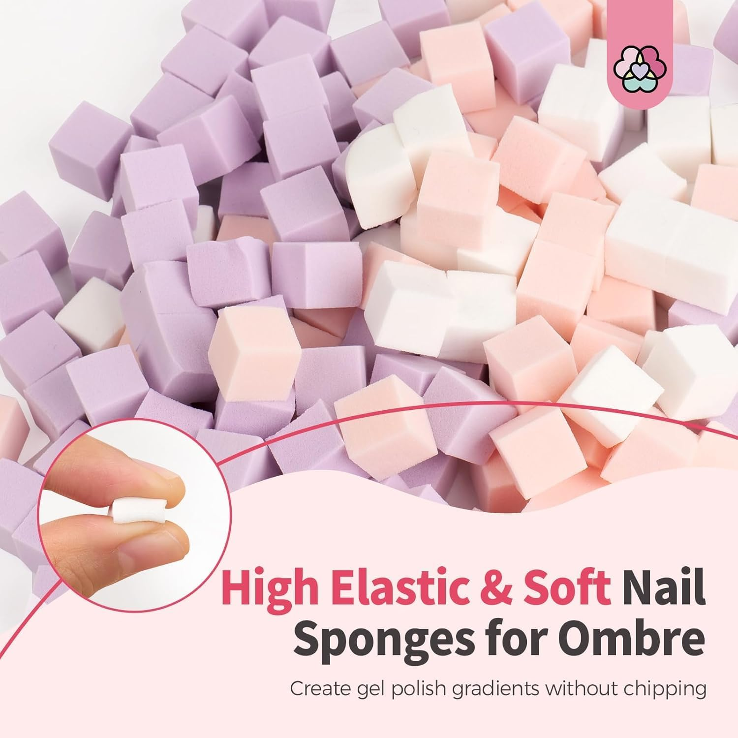 125 Nail Art Sponges and 4 Claws Nail Sponge Metal Gripper for Ombre and Gradient Nail Design, Nail Art Sponge Brush, Manicure Accessories for Nails, Nail Art Sponges for Baby Boomer Effects DIY