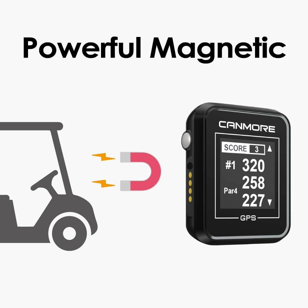 CANMORE H300 Handheld GPS Golf Device, Shot Distance Yardage Measuring, 41,000+ Free Worldwide Preloaded Courses, Accessory for Golfers, Powerful Magnetic Clip for Cart, Black image number 5