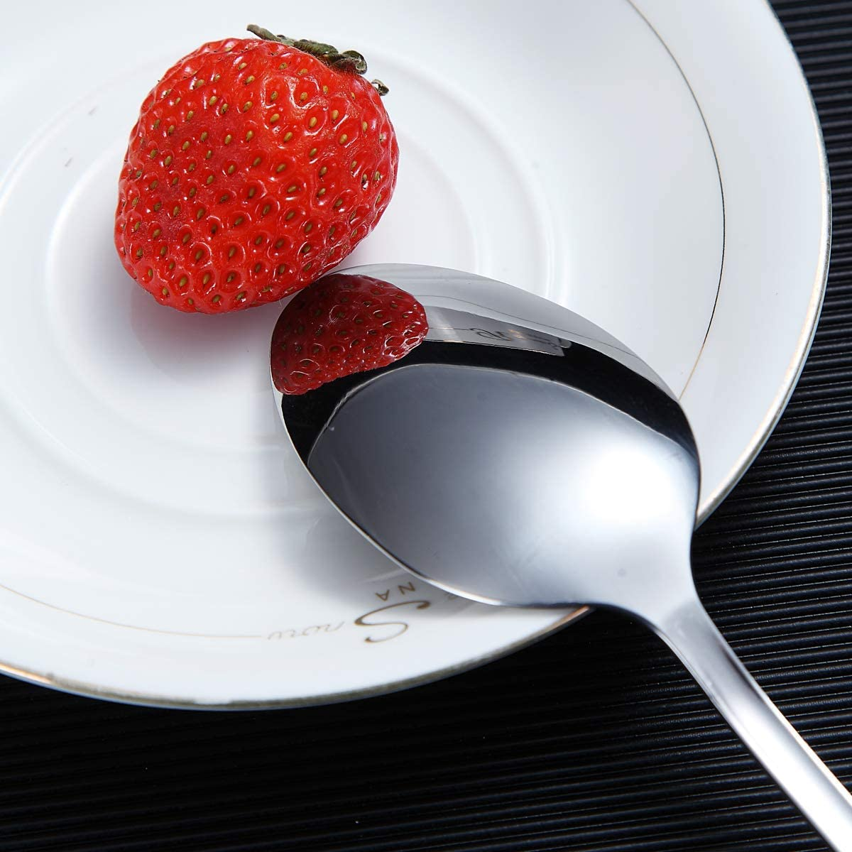 Dinner Spoon of 6, Berglander 19Cm Stainless Steel Shiny Polish Soup Spoons Silverware, Soup Spoon Table Spoon Set Sturdy Easy to Clean, Dishwasher Safe image number 1