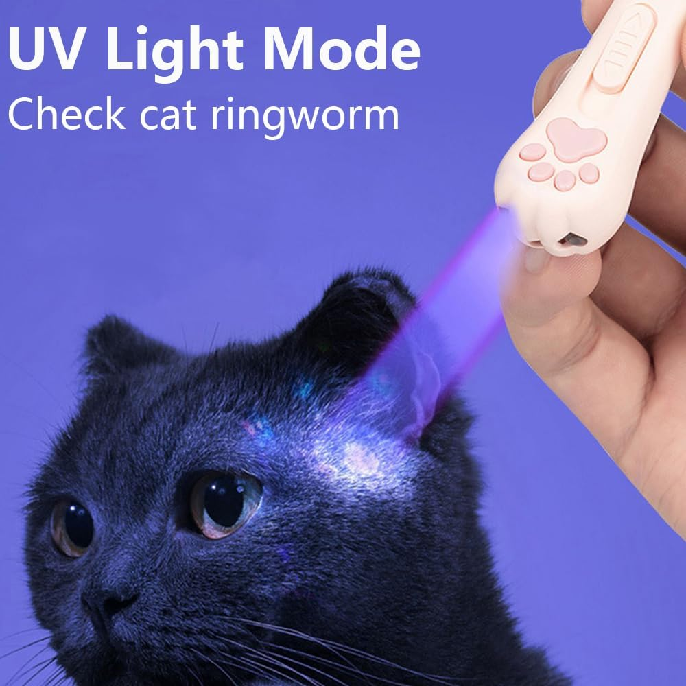 Vekol Cat Laser Toy, LED Pointer Interactive Toys Indoor Cats Dogs Laser, Long Range 5 Modes Laser Projection Playpen USB Rechargeable for Kitten Outdoor Pet Chasing Exercise (Pink) image number 3