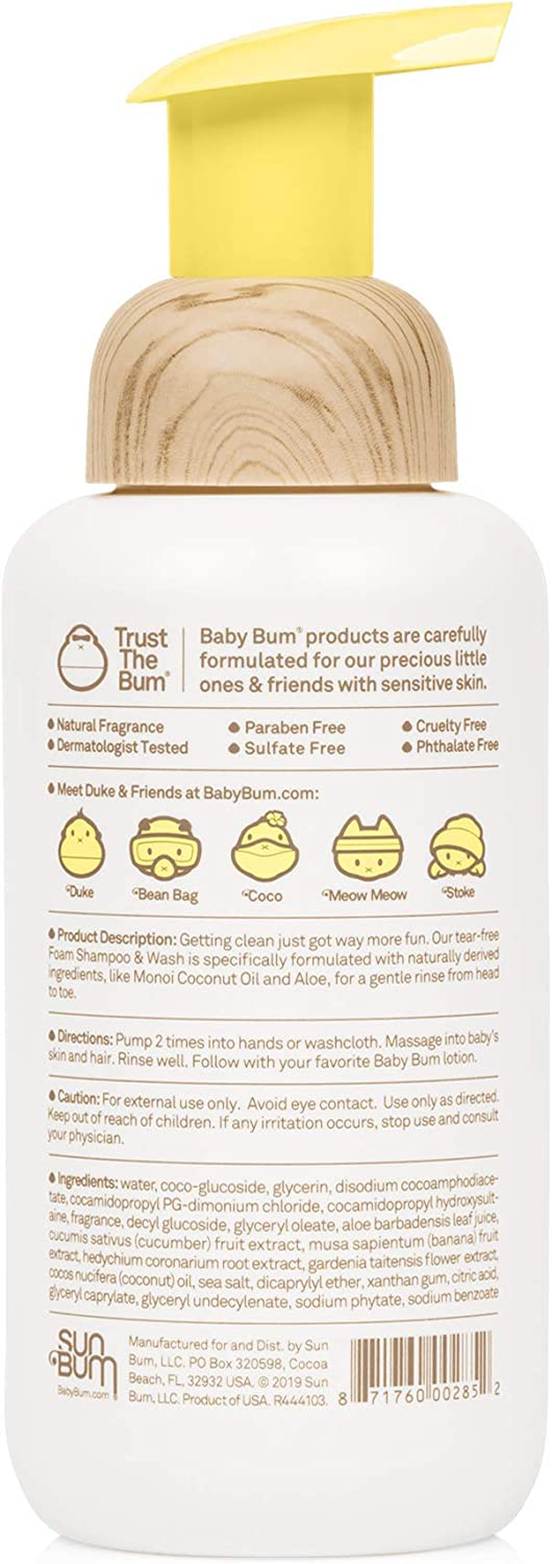 Sun Bum Baby Bum Bubble Bath - Tear Free Foaming Bath for Sensitive Skin with White Ginger - Natural Fragrance - Gluten Free & Vegan - 2 X 355Ml image number 1