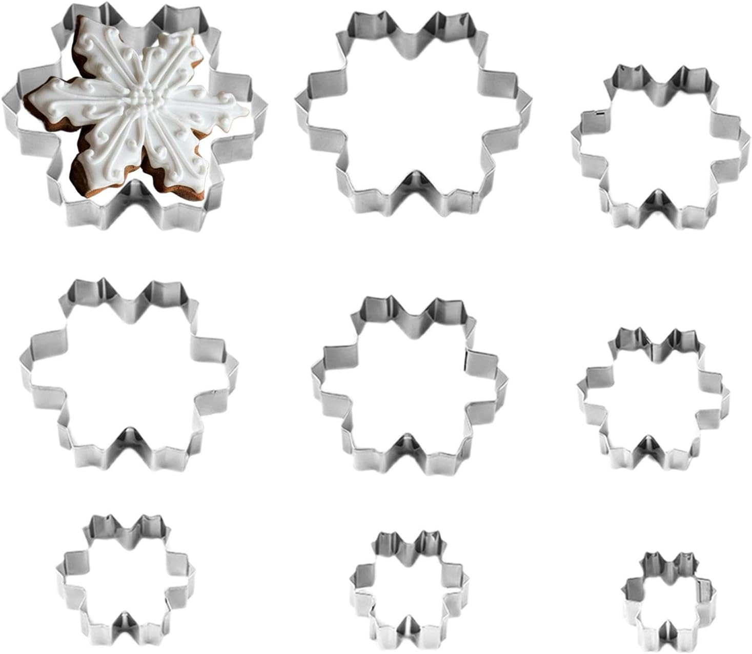 Christmas Cookie Set, Stainless Steel Cutter Fondant, Baking Molds Cookie Cutter, 9X Holiday Cookie Baking Tools, Snowflake Cookie Shaper, Stainless Steel Cookie for H image number 4