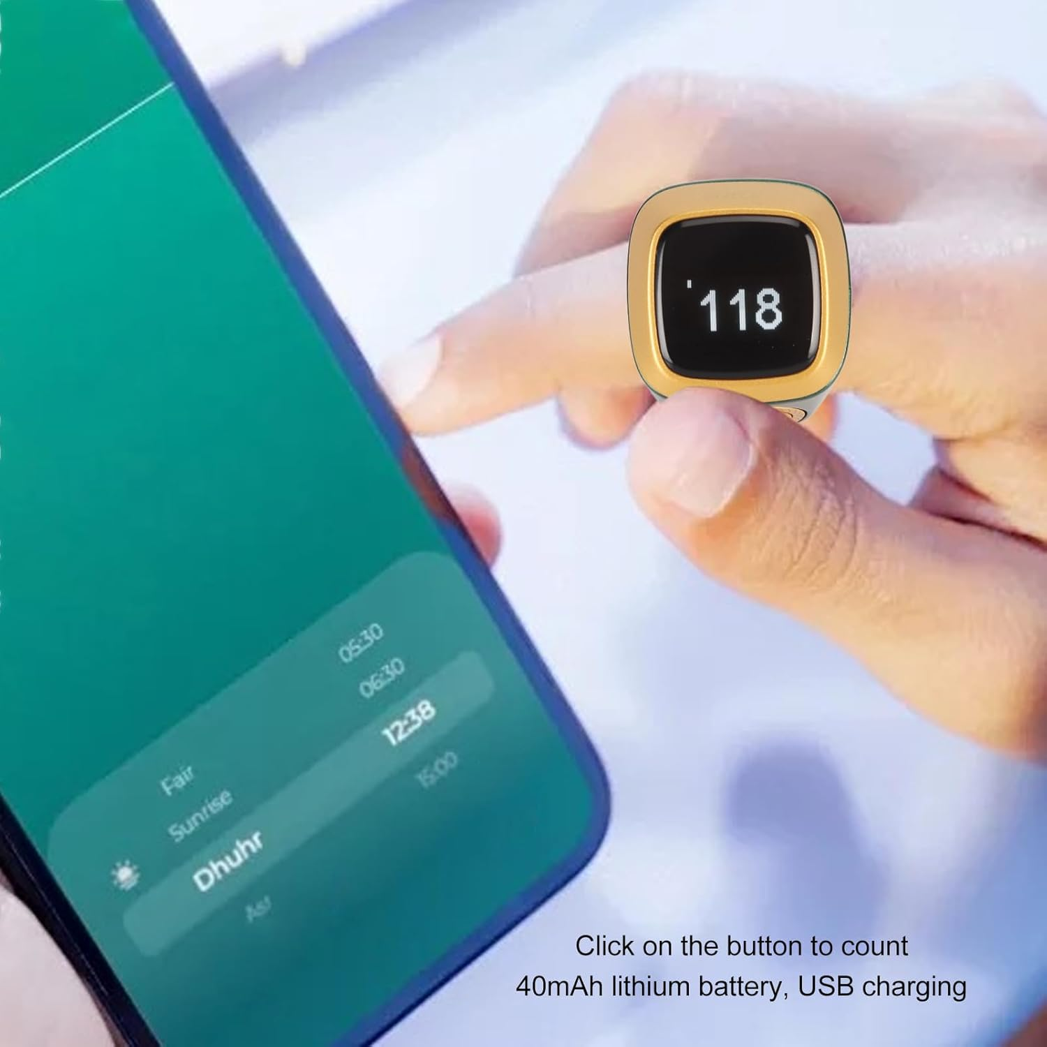 Digital Finger Counter Handheld Counter Clicker Pitch Counter for Accurate Tracking When Training, Knitting, Fishing, and Rowing, Beeps at Each Count of 33, 66, 99 or (Green) image number 2