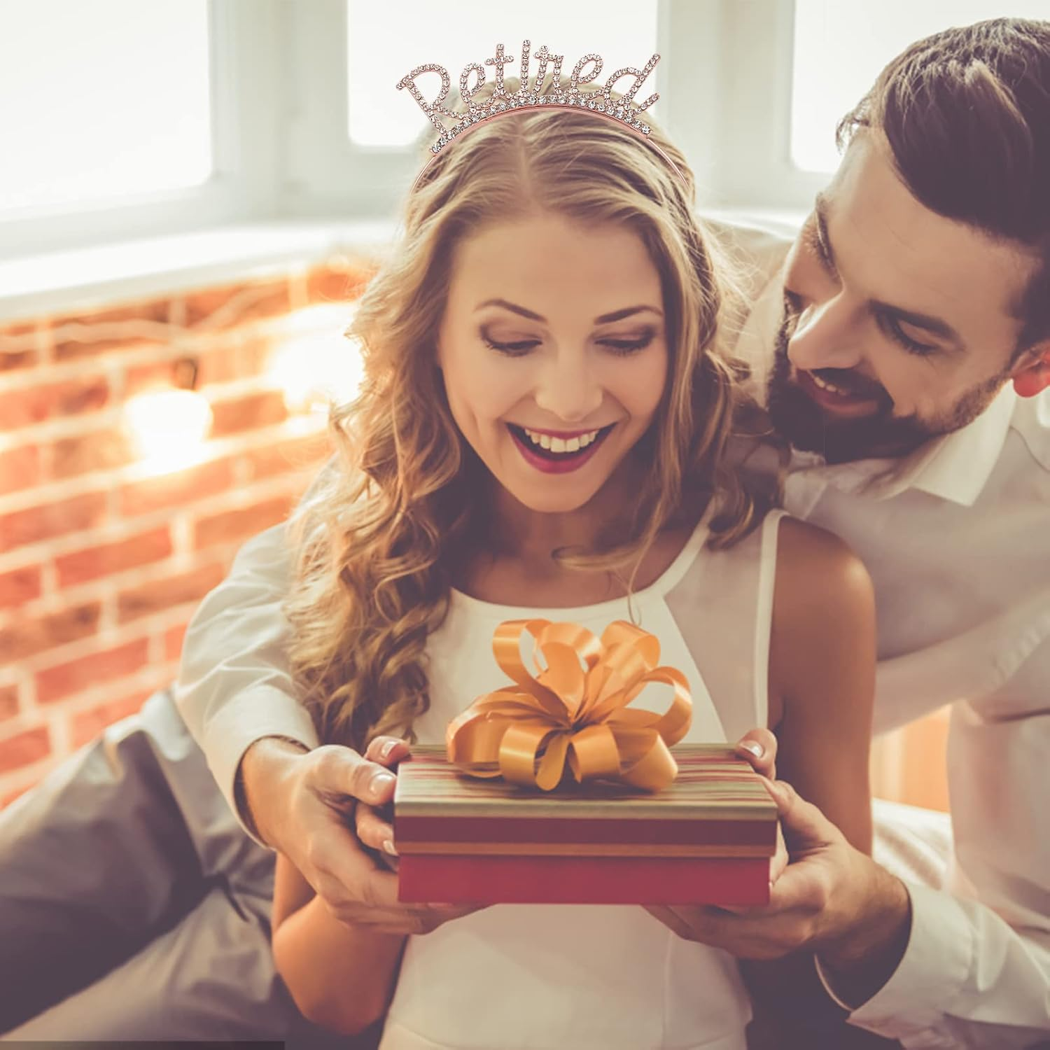 NICENEEDED Officially Retired Retirement Party Set, Rose Gold Tiara Crown & Pink Belt Wtth Gold Lettering, Retired Rhinestones Headband Sash for Women Party Supplies Gifs - Style 6 image number 6