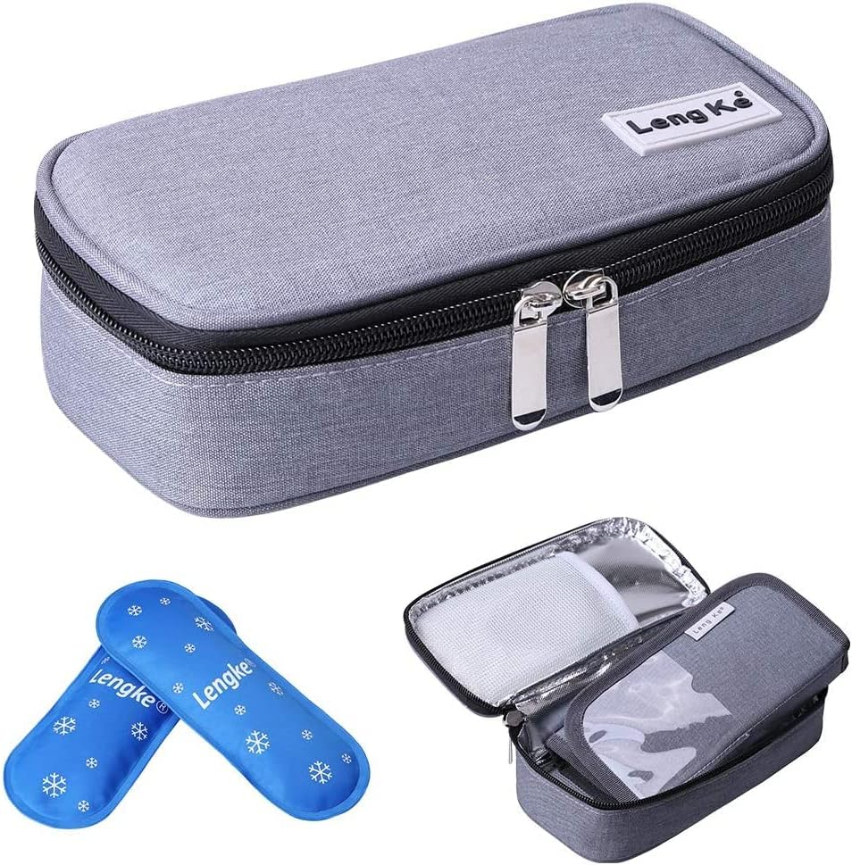 Insulin Cooler Travel Case Diabetic Organizers Medication Cooler Bag with 2 Ice Packs Travel Kits Waterproof and Insulation Liner (Black)