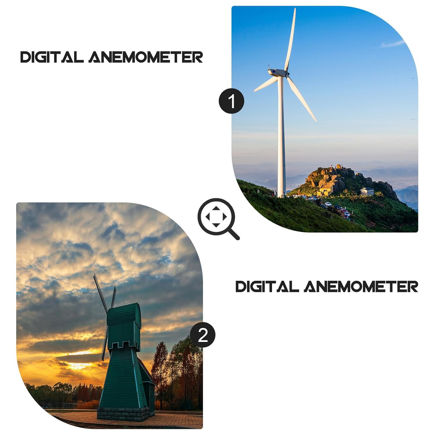 VOSAREA Digital Handheld Anemometer Wind Speed with Backlight Air Velocity Measurement Tool for HVAC Duct Vents Cfm Calculation Temperature Detection - Compact Pocket Design image number 2