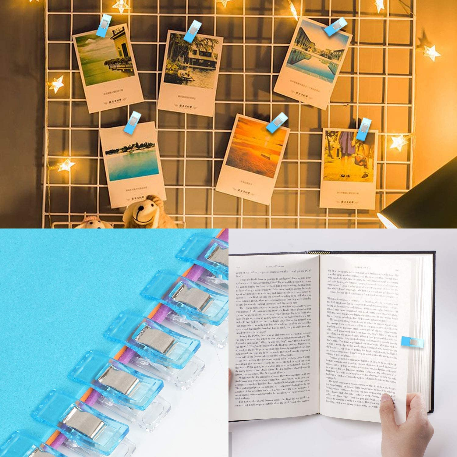 200 PCS Sewing Clips, Multipurpose Quilting Clips Plastic Fabric Clips for Sewing and Quilting, Crochet, Paper, Food Storage, Cables (Clear Blue) image number 1