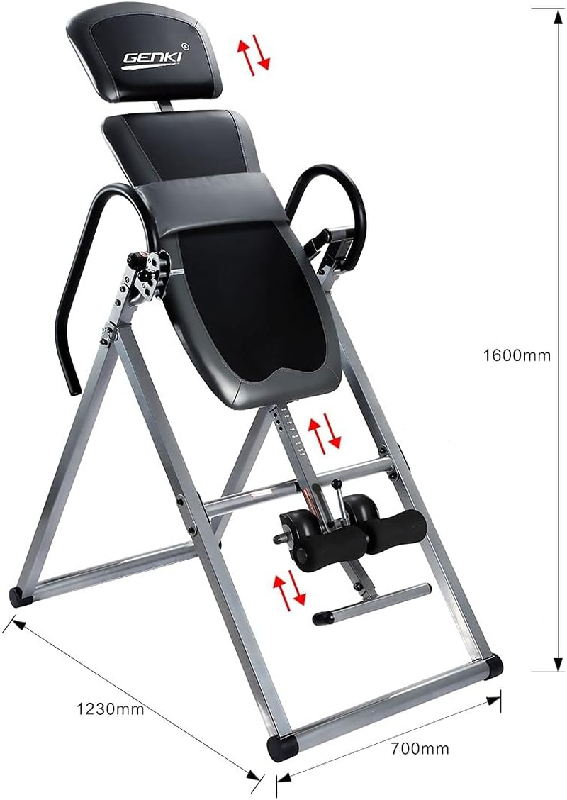 GENKI Gravity Inversion Table Heavy Duty Back Stretcher Back Pain Inverter W/Pvc Belt Home Gym Machine Fitness Height Adjustable image number 1