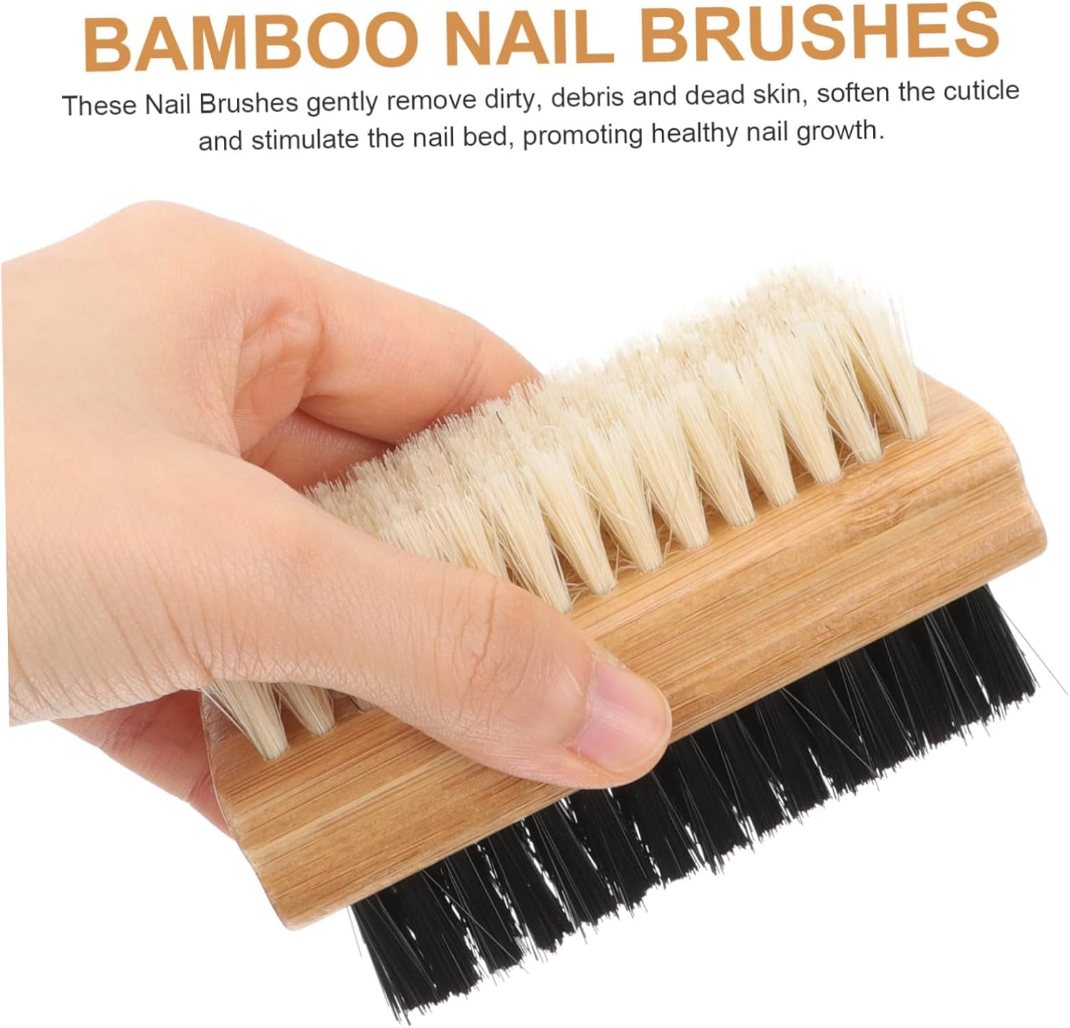 2Pcs Multi-Function Bamboo Fingernail Brush Thin Nail Brush for Shoes Hands Feet