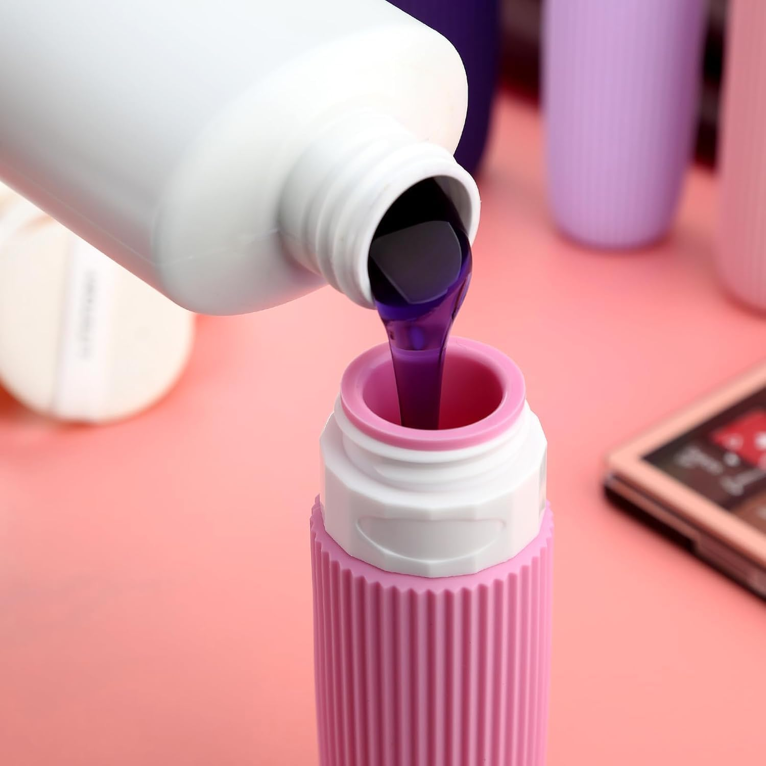 Mumoo Bear Travel Bottles for Toiletries, Tsa Approved 3Oz Portable Travel Bottles, BPA Free Leak Proof Squeezable Silicone Travel Size Containers, Travel Accessories with Clear Toiletry Bag (Style 5) image number 5