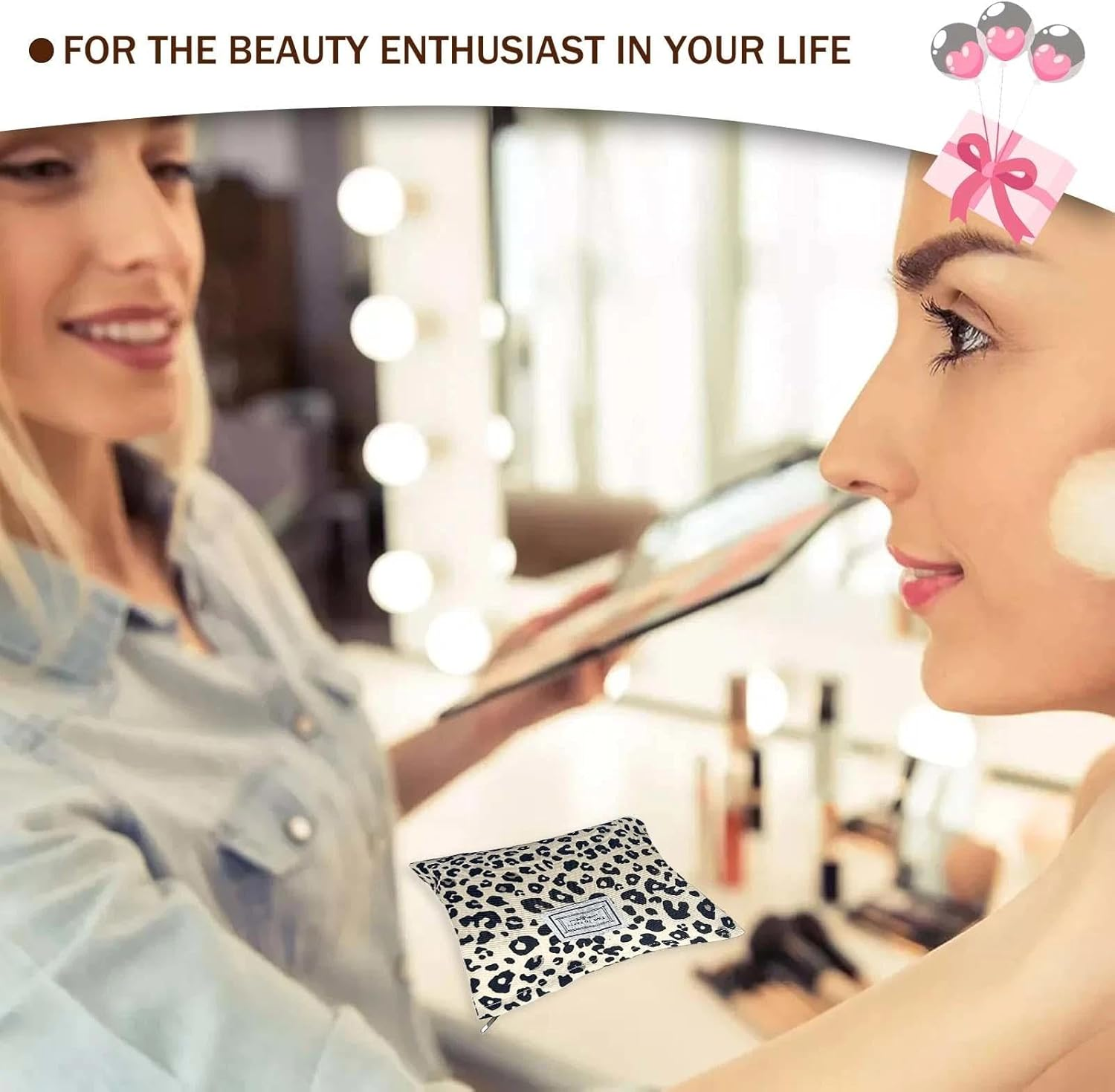 JOOTUEPO Leopard Print Make up Bag, Cosmetic Pouch for Women, Girls Travel Cosmetic and Toiletry Organizer, Sunscreen Pouch for Women Girls image number 3