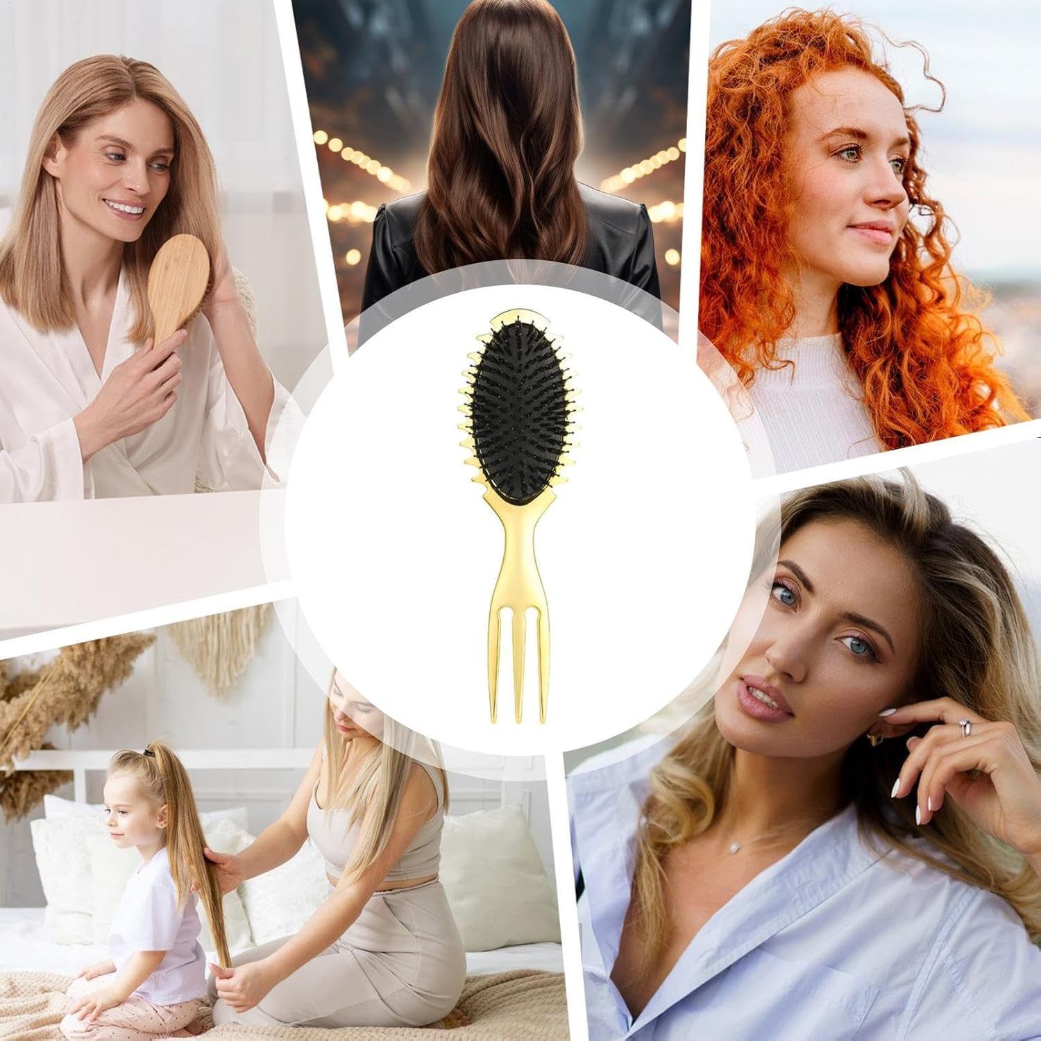 Mivpzisk Curl Defining Brush,Ergonomic Hair Brush and Styling Brush | Defining Brush Comfortable Handle Hair Combs for All Hair Types Birthday Christmas New Year image number 4