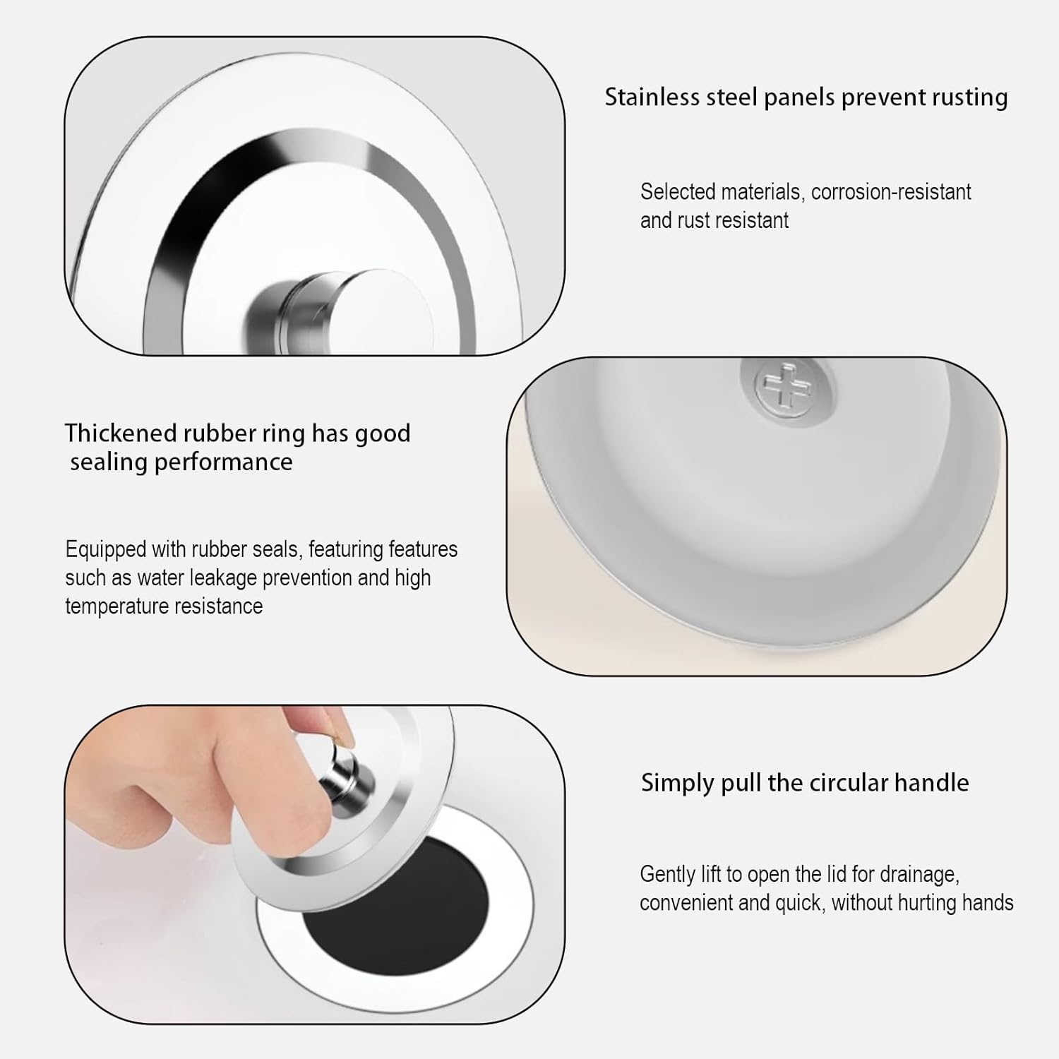 Loimon Universal Drain Plug 42-44Mm, Stainless Steel Bath Sink Stopper with Silicone Seal - Basin Waste Plug Replacement for Kitchen Sink, Bathroom Vanity & Bathtub (2 Pack, White) image number 6