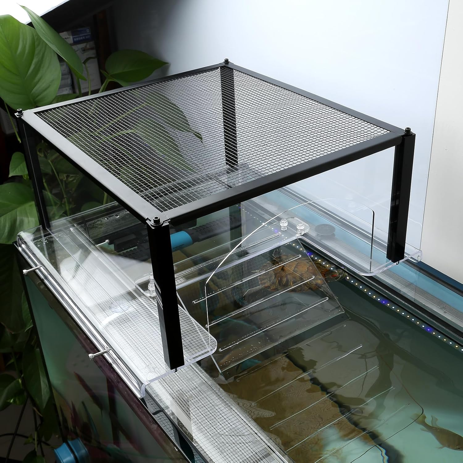 Turtle Topper Basking Platform for Aquatic Turtles 10/20/29/40 Gallon Long Tank 55 Gallon, Aquatic Reptile Ramp Dock, Turtle Terrace, Turtle Tank Accessories image number 3
