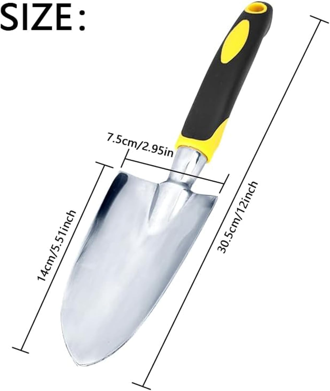 Garden Shovel Trowel, Hand Shovel Soft Rubberized Non-Slip Handle for Transplanting Weeding Moving and Smoothing Digging and Planting (Yellow) image number 6