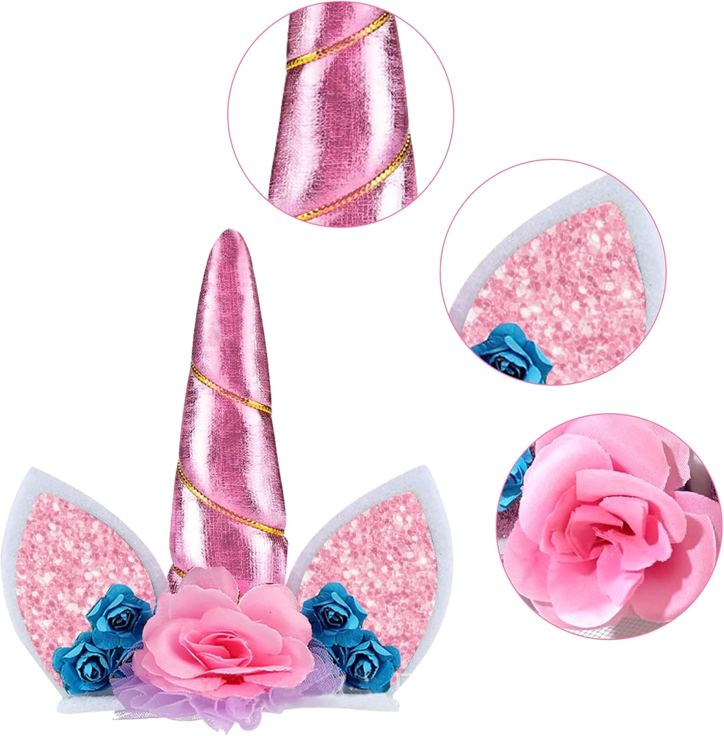 Jevenis Unicorn Cake Decoration Unicorn Horn Eyelashes Wings Kit for Unicorn Cake Topper Rainbow Party Decoration image number 4