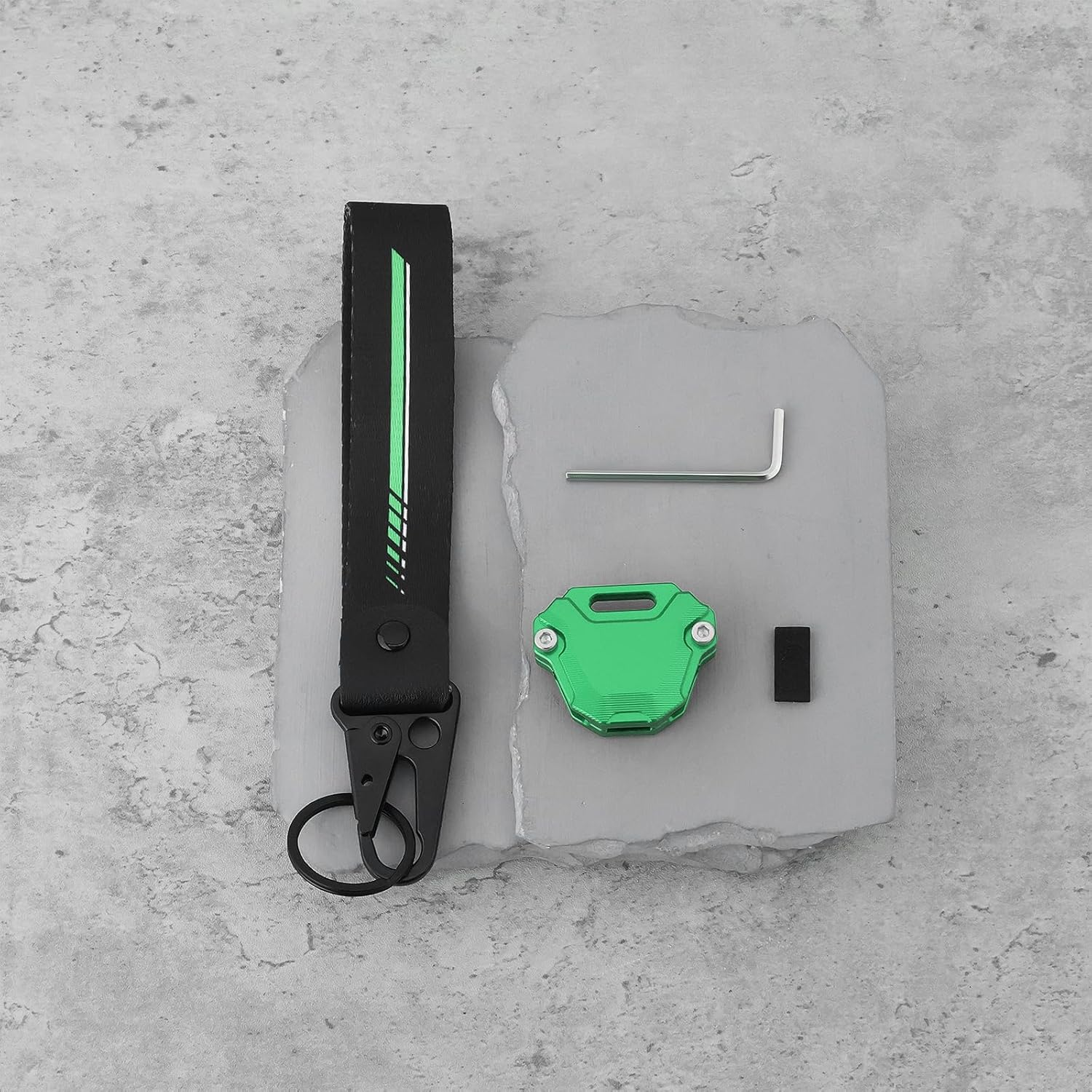 Key Case Keychain Aluminum Shell with Strap Compatible with Kawasaki Ninja650 Ninja400 1000SX ZX6R ZX10R, Green image number 1