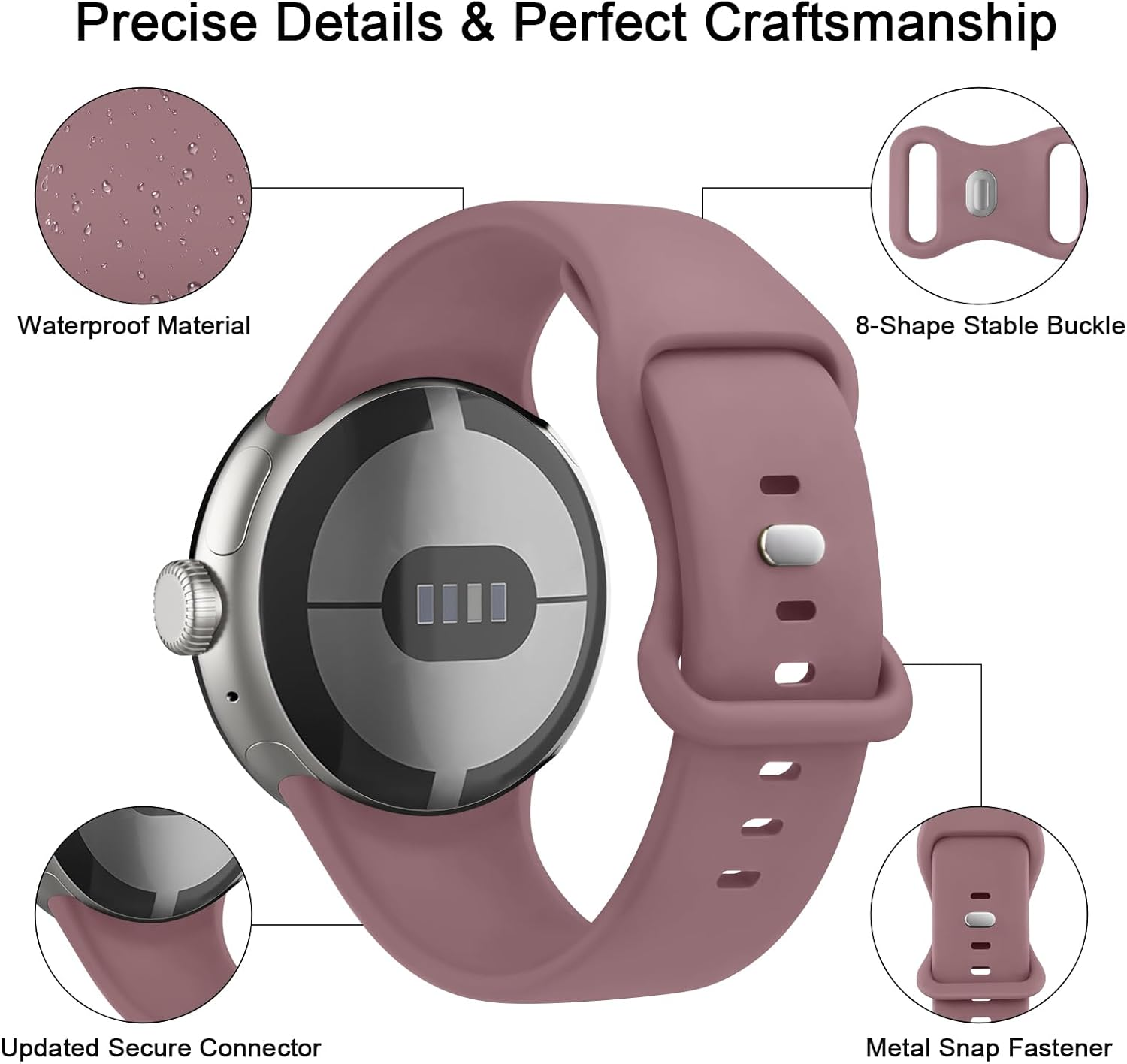 3 Pack Silicone Straps for Google Pixel Watch 3 41Mm Bands/Pixel Watch 2 Band Women Men, Comfortable Adjustable Sports Replacement Strap for Google Pixel Watch 3 41Mm/2/1 image number 1