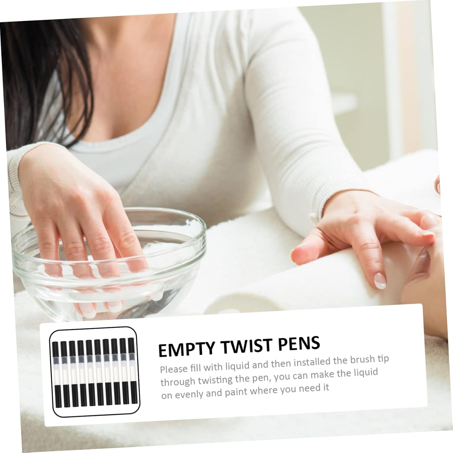 DEARMAMY 10Pcs Nail Polish Liquids Container Kit Brush Pen Manicure Cuticle Oil image number 4