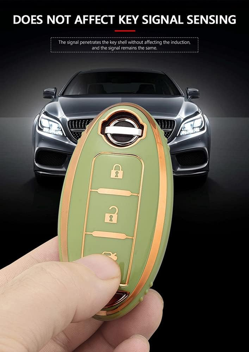 Ontto Car Key Fob Cover Fit for Nissan 350Z Qashqai J10 J11 X-Trail T31 T32 Kicks Tiida Pathfinder Murano Note Juke Key Case TPU Silicone Key Shell Key Holder Keychain Accessories Gray B image number 3