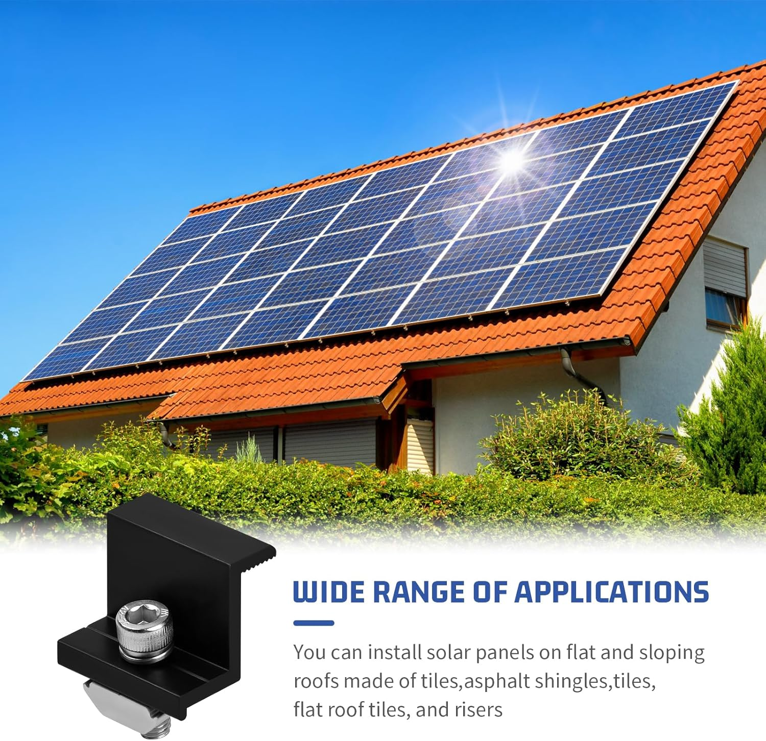 Solar Panel Bracket End Clamp Kit 6 Pieces 30Mm Solar End Clamp Solar Panel Bracket Fixing Solar Panel for PV Module Bracket for Camping Roof RV image number 3