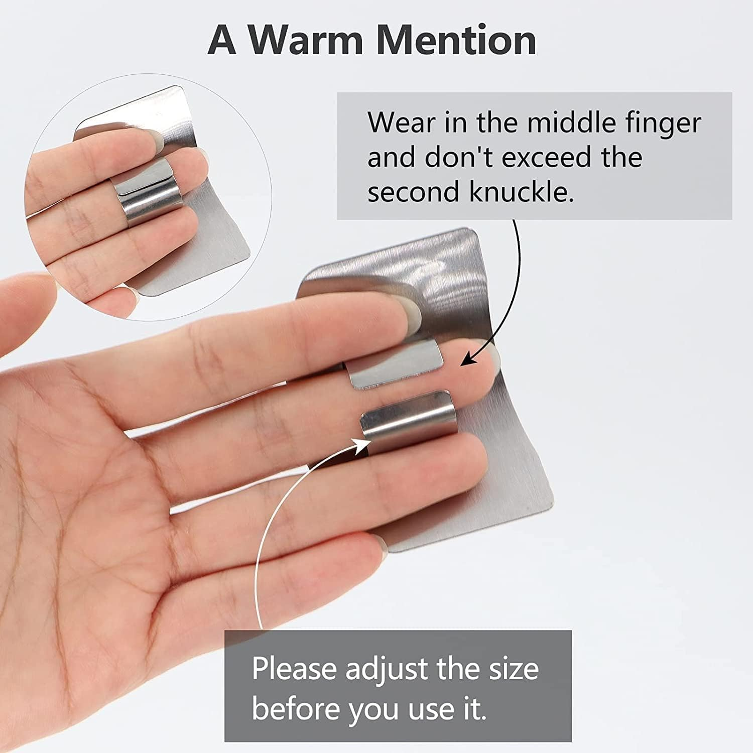 Youerte 2 PCS Finger Guard for Cutting Kitchen Tool Finger Guard Stainless Steel Finger Protector Avoid Hurting When Slicing and Dicing Kitchen Safe Chop Cut Tool image number 5