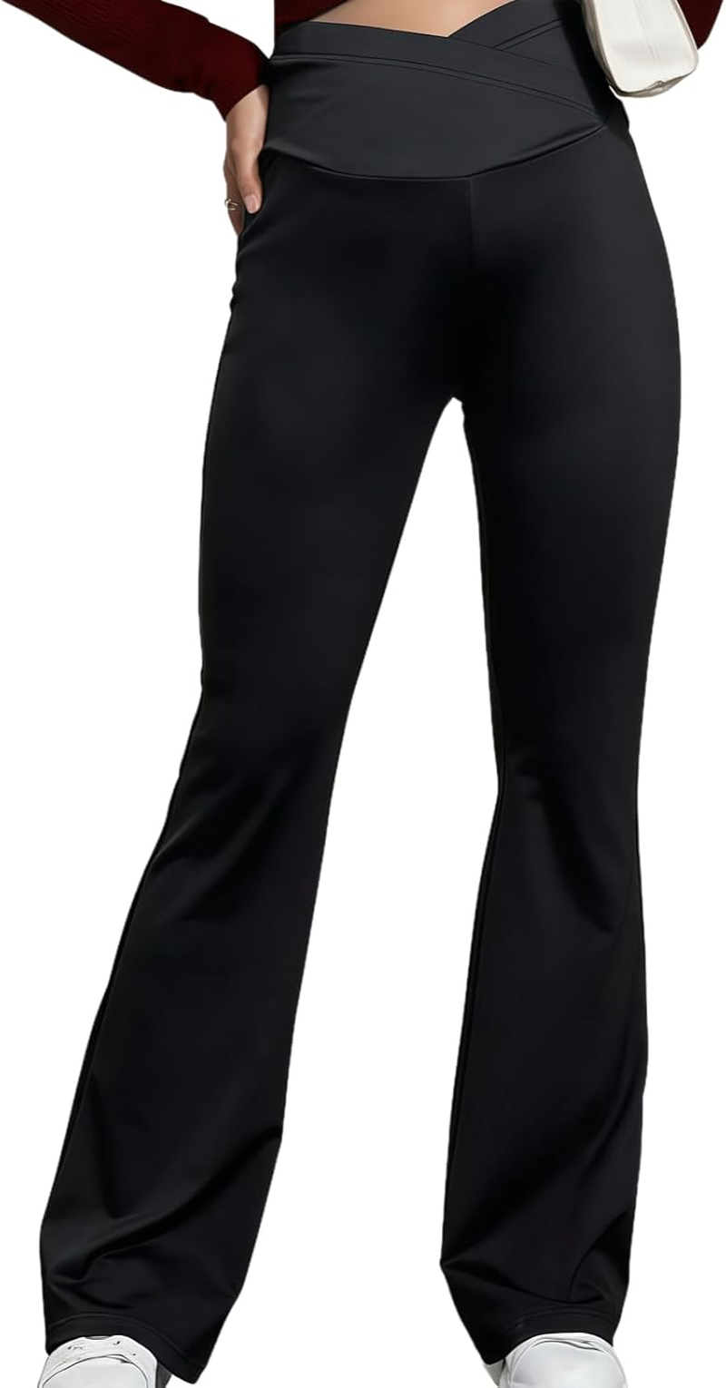 Wide Leg Maternity Trousers Women High Waisted Soft Stretchy over the Belly Pregnancy Sweatpants Workout Sports Activewear Loungewear Maternity Clothes Flared Pants image number 6