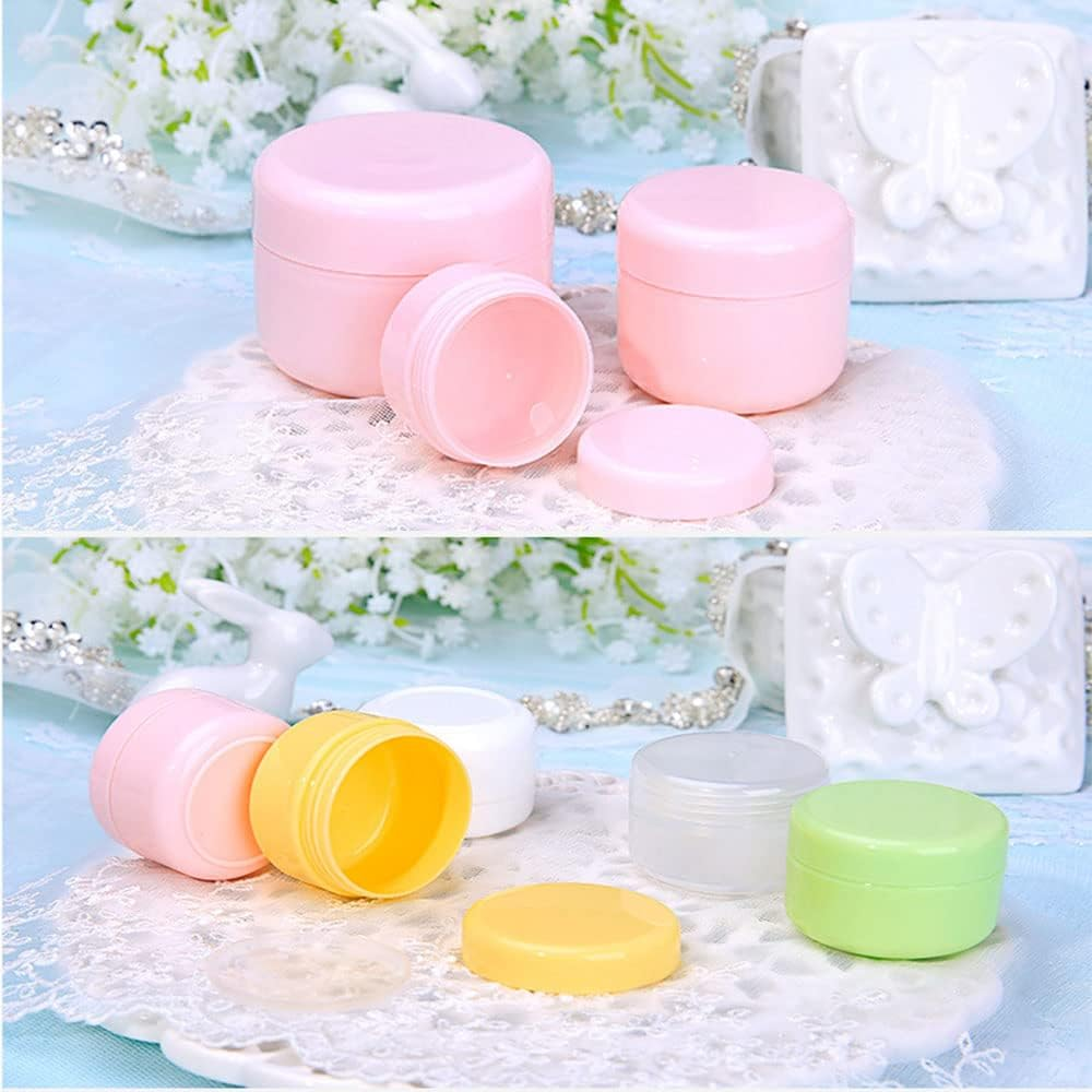 12Pcs Plastic Small Travel Containers - Leakproof Refillable Cosmetics Jars with Lids and Scoops for Makeup Samples
