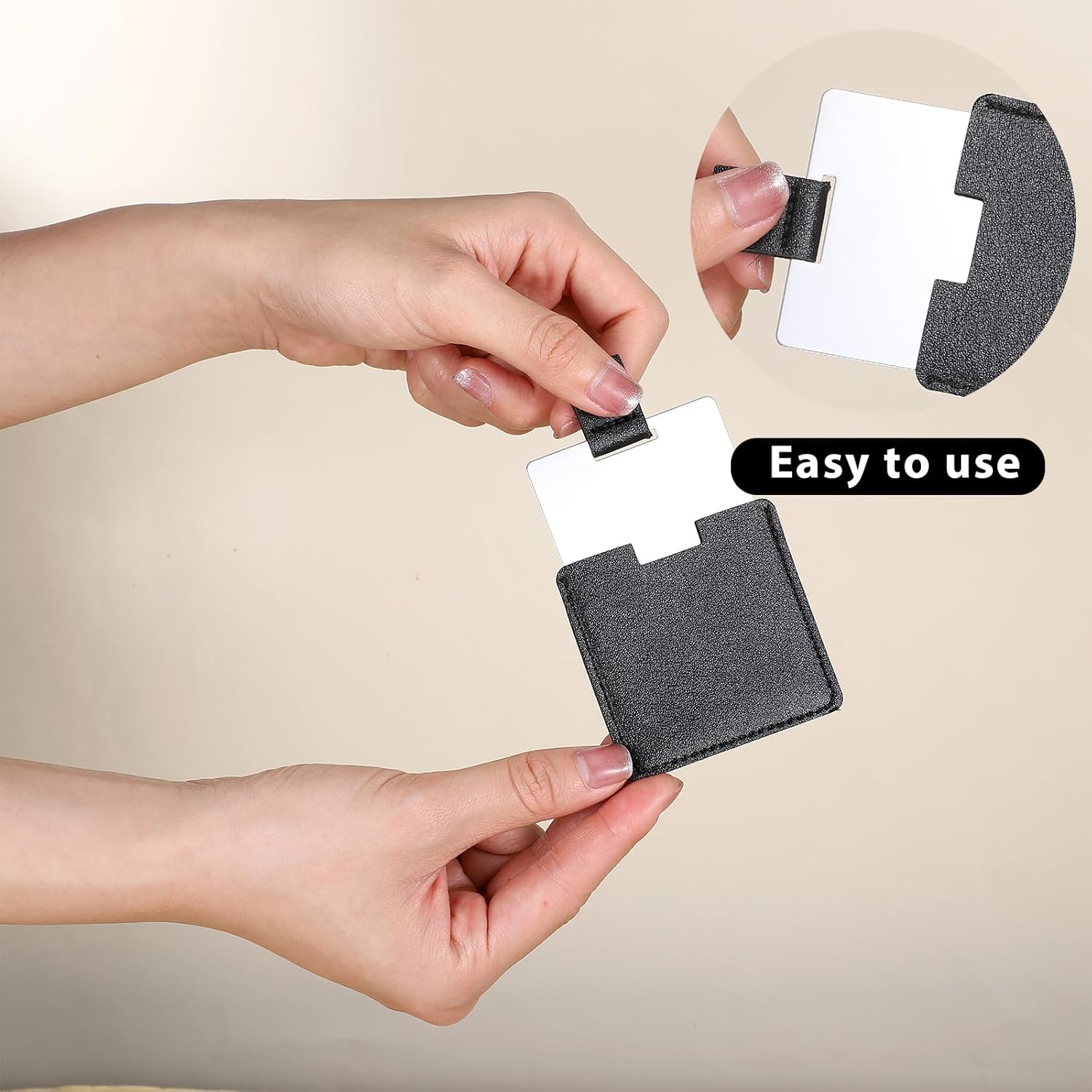 Pack of 4 Stainless Steel Compact Mirrors, Travel Mirrors, 6.5 X 7 Cm, Small Hand Mirror, Includes Protective Cover, Small Mirror Made of Polished Metal, Cosmetic Mirror, Make-Up Mirror, Ultra Thin