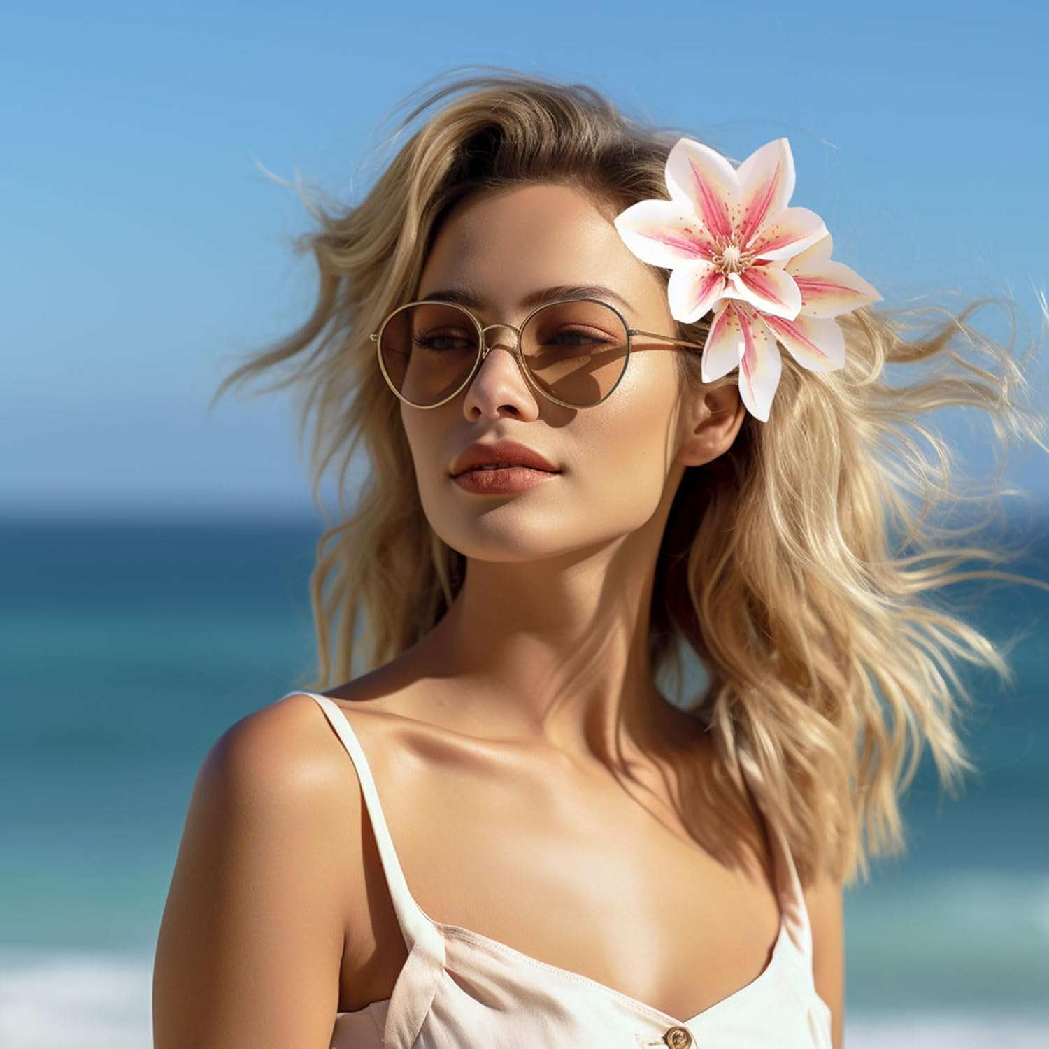 Hawaii Hair Accessories, 3 Pieces Hair Flowers, Hawaiian Flower Hair Clips, Flowers Hair Clip, Flowers for Hair, Hawaiian Flower Hair Accessories, Artificial Flowers Clips, for Summer Holidays by The image number 4