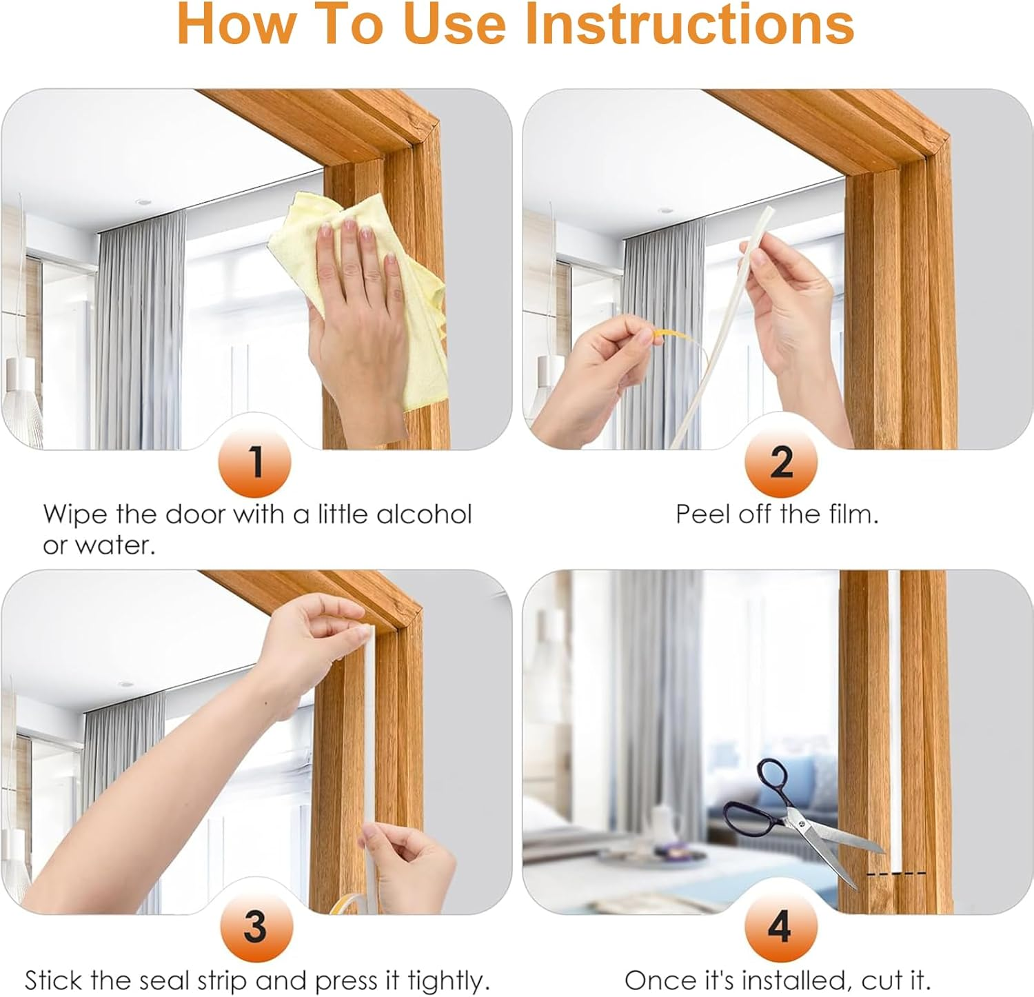 Weather Stripping Door Seal Strip, 20FT D-Type Self-Adhesive Foam Tape Soundproof & Weatherproof Insulation for Doors and Windows, Anti-Collision Rubber Seal Draft Stopper for Home (White) image number 6