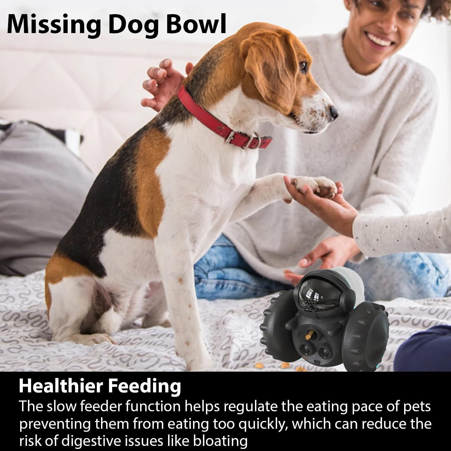 Premium Quality Dog Food Dispenser Toy - Interactive Treat Dispenser Toy for Dogs & Cats - BPA Free Dog Treat Dispenser Toy - Cat Treat Toy Dispenser with Sustainable Feature (Black) image number 5