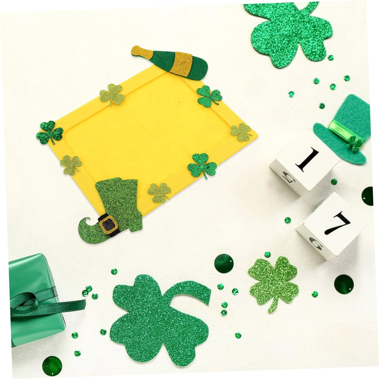 Yardwe Green Shamrock DIY Photo Frame for Patrick'S Day Non Woven Craft Project Unfinished Decorative Picture Frame Versatile Home Office Decor for Festive Celebrations image number 4