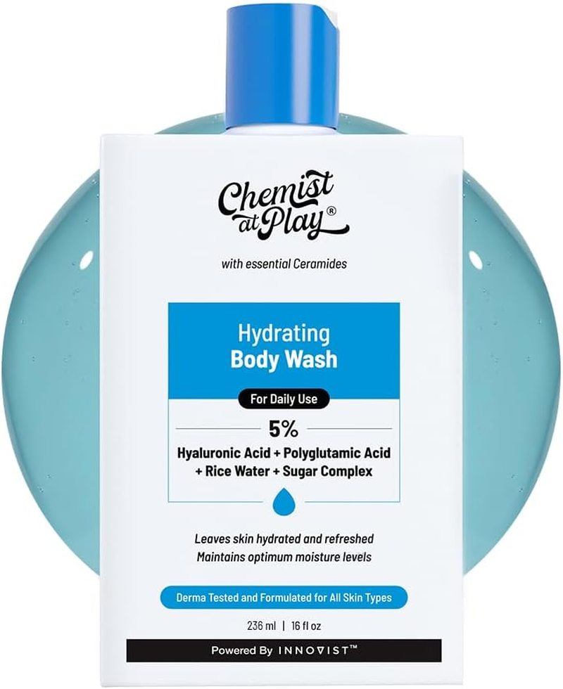 Chemist at Play Hydrating Body Wash | with 5% Hyaluronic Acid Bodywash for Intense Hydration | Reduces Flakes & Itchiness | for Dry Skin | Polyglutamic Acid & Hyaluronic Acid | for Women & Men | 236Ml image number 1