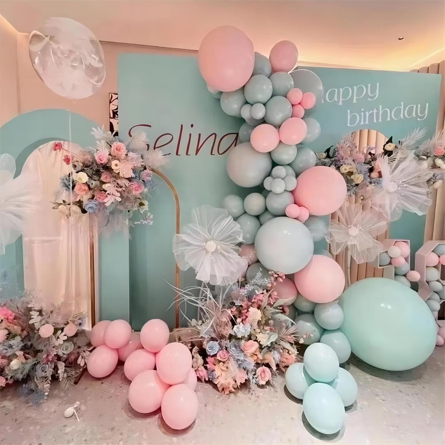 110Pcs Light Pink Balloons, 12Inch Pink Latex Party Balloons, Helium Quality for Birthday Gender Reveal Wedding Baby Shower Party Decorations(With 2 Pink Balloons) - Dark Brown image number 7