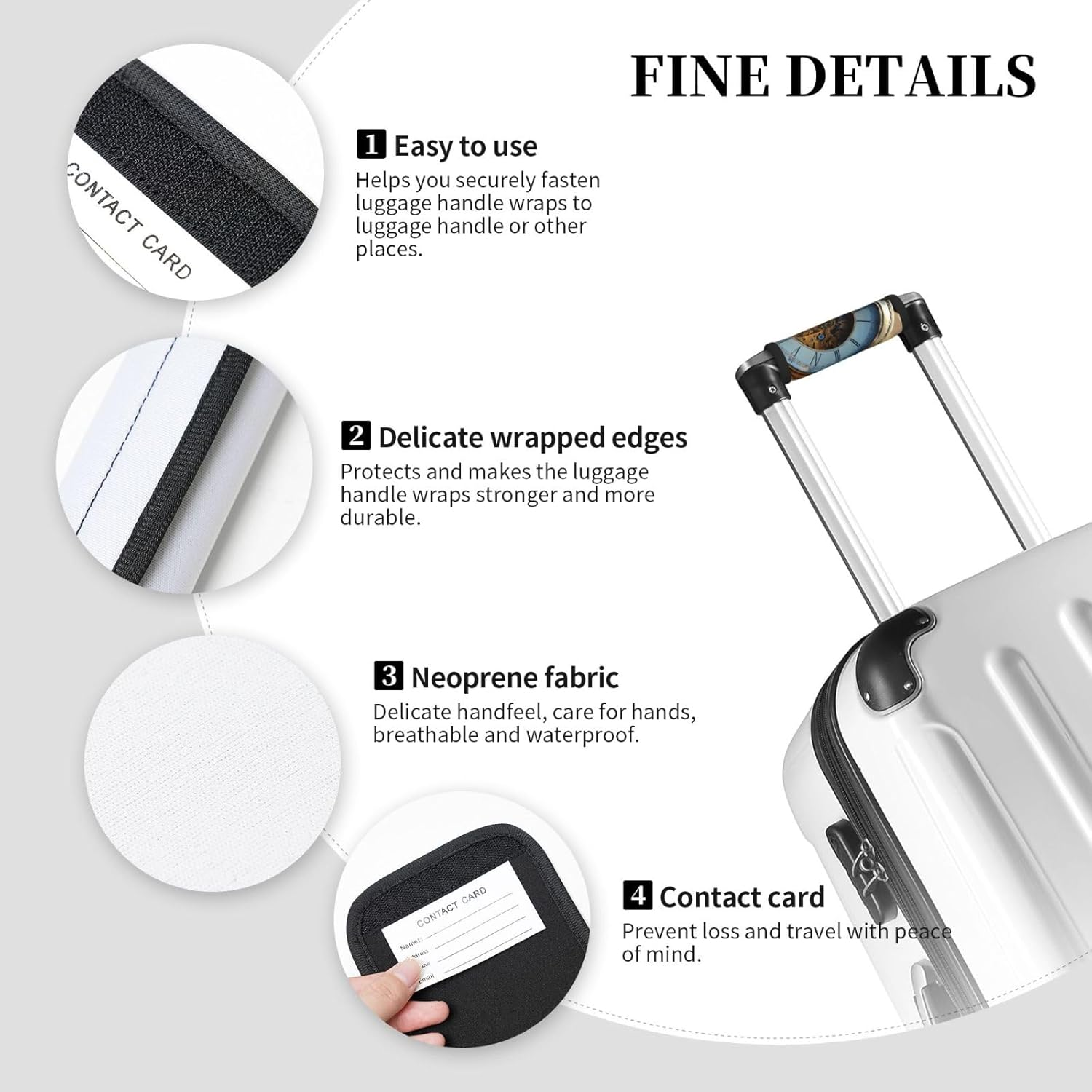 Gears Clock Bronze Century Print Stylish Luggage Wrap Grips Suitcase Wrap Grips Identifiers for Easy Travel Comfort image number 2