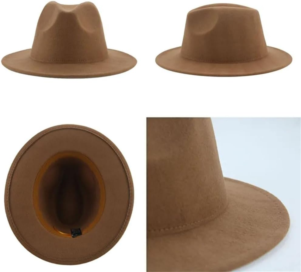 Fedora Hat Women Winter Men Hats for Women Formal Wedding Decorate Panama Cap Fedoras Purple 60-62Cm(Xl) image number 4