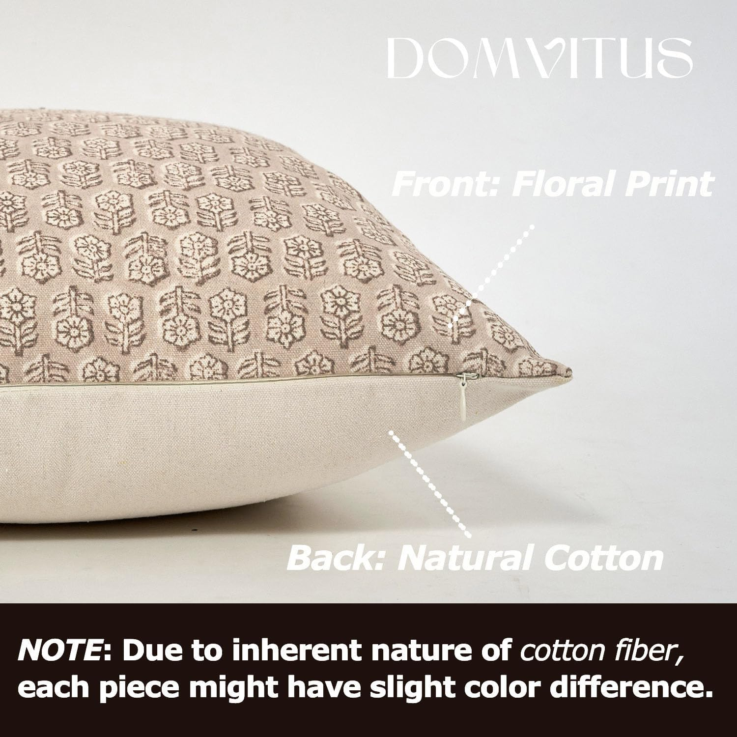 DOMVITUS 18X18 Pillow Cover, Floral Pillow Covers, Couch Pillows for Living Room, Decorative Farmhouse Accent Print Throw Pillow Covers, 1PC, Cloud Cream image number 3