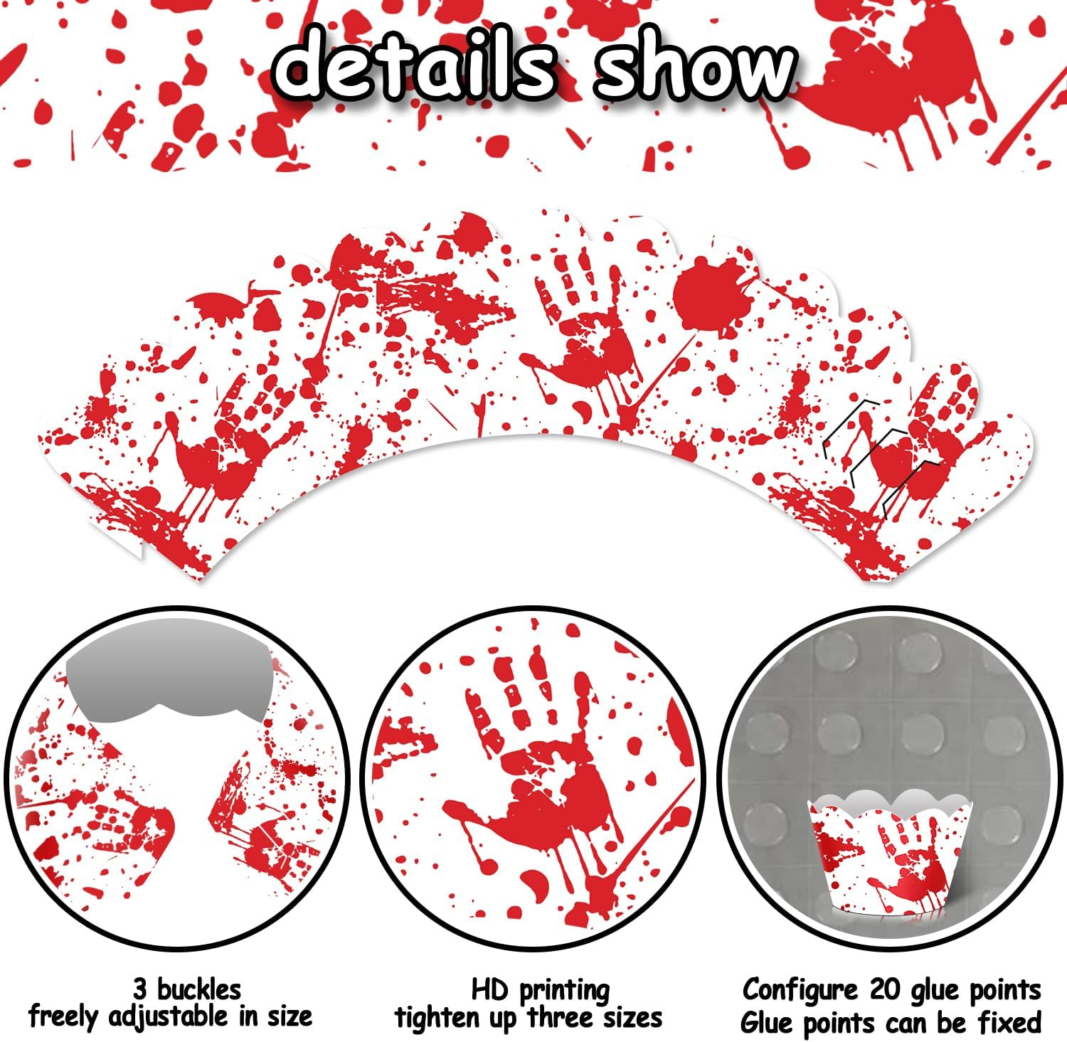 24Pcs Halloween Cupcake Wrapper Pick for Handprint Footprint Help Run Detective Fantasy Horror Scream Party Theme Decor Supplies Men Women Boys Girls Birthday Party Decoration image number 5