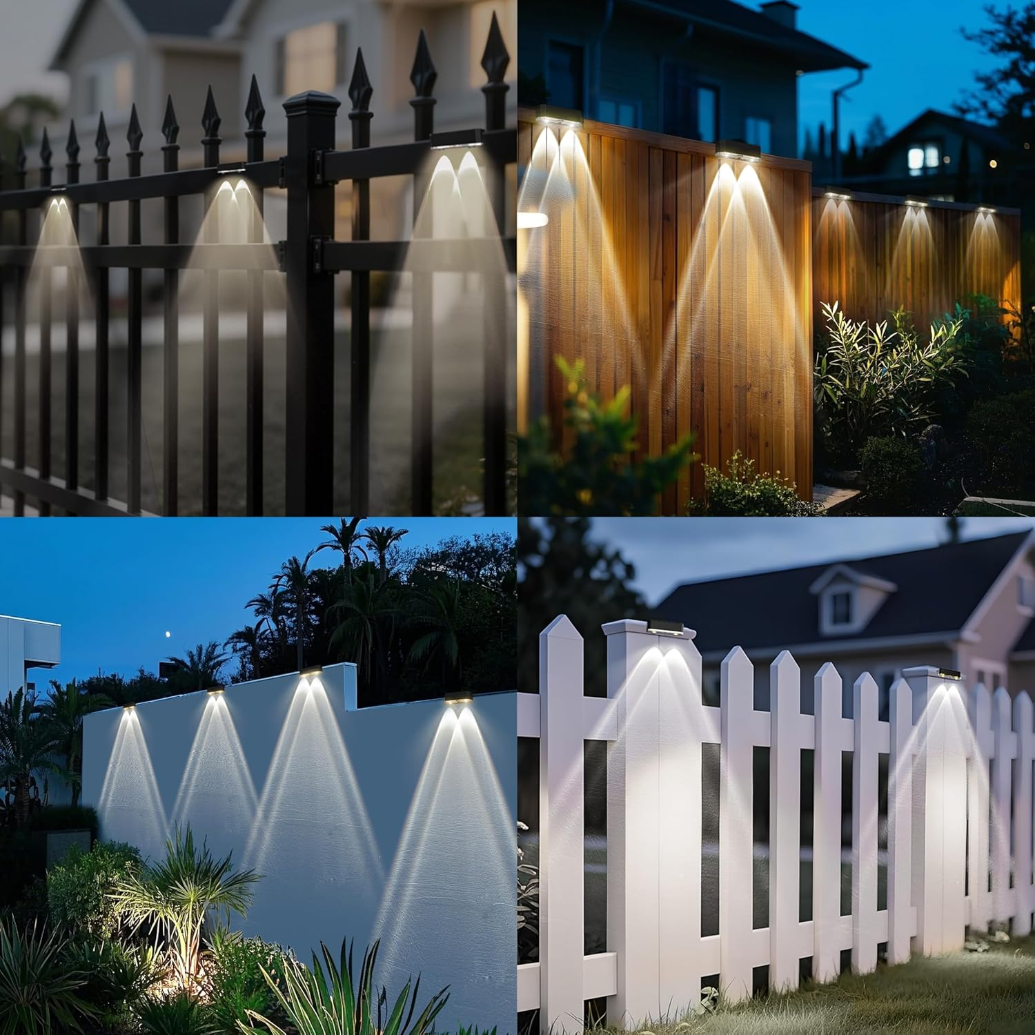 Peasur Pack of 4 Solar Lights for Outdoors, Solar Fence Lights, Outdoor Light, Waterproof Solar Light Fence, Solar Wall Light Outdoor for Steps, Patio, Stairs, Balcony (Cool White) image number 4